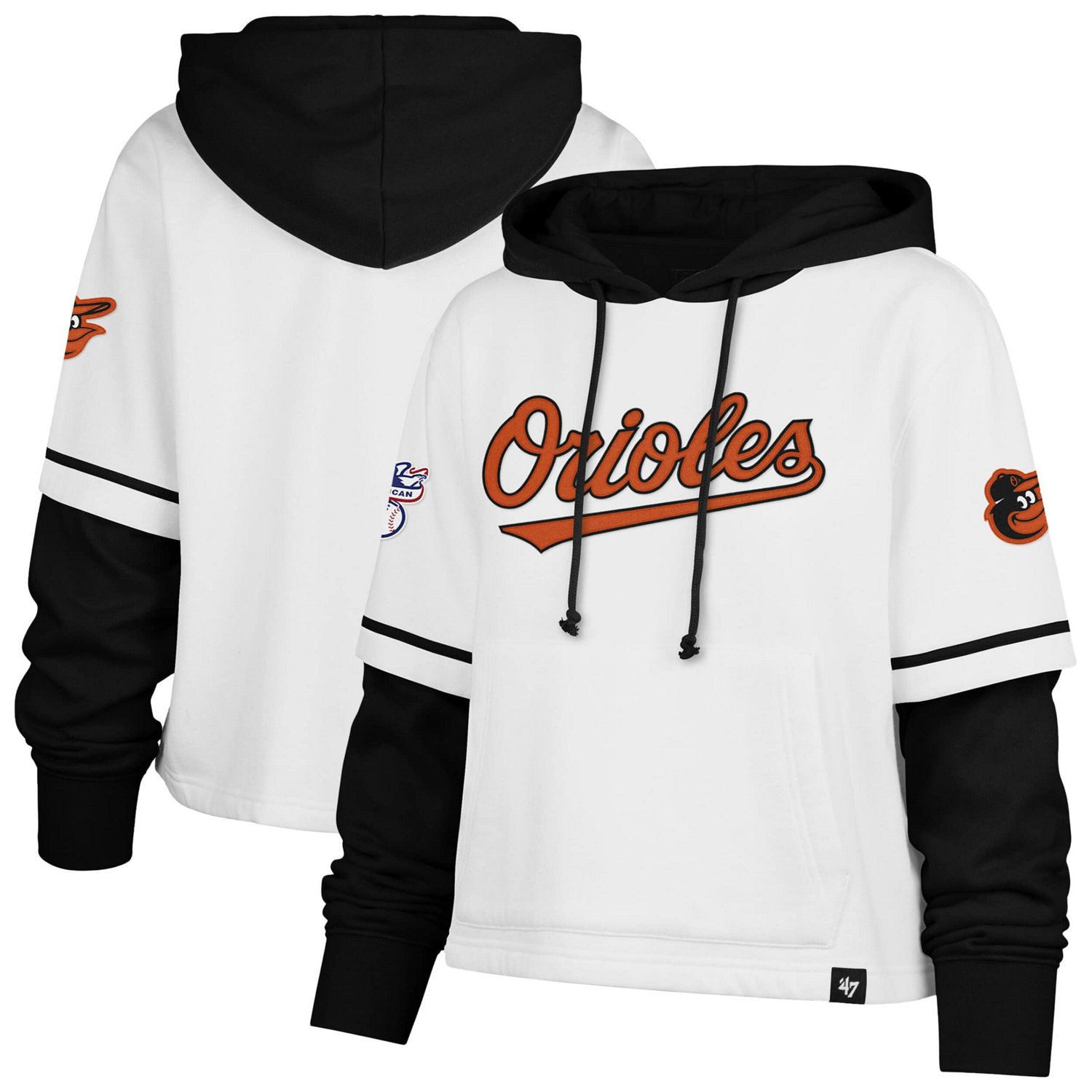 '47 Baltimore Orioles Trifecta Shortstop Cropped Pullover Hoodie - view number 1