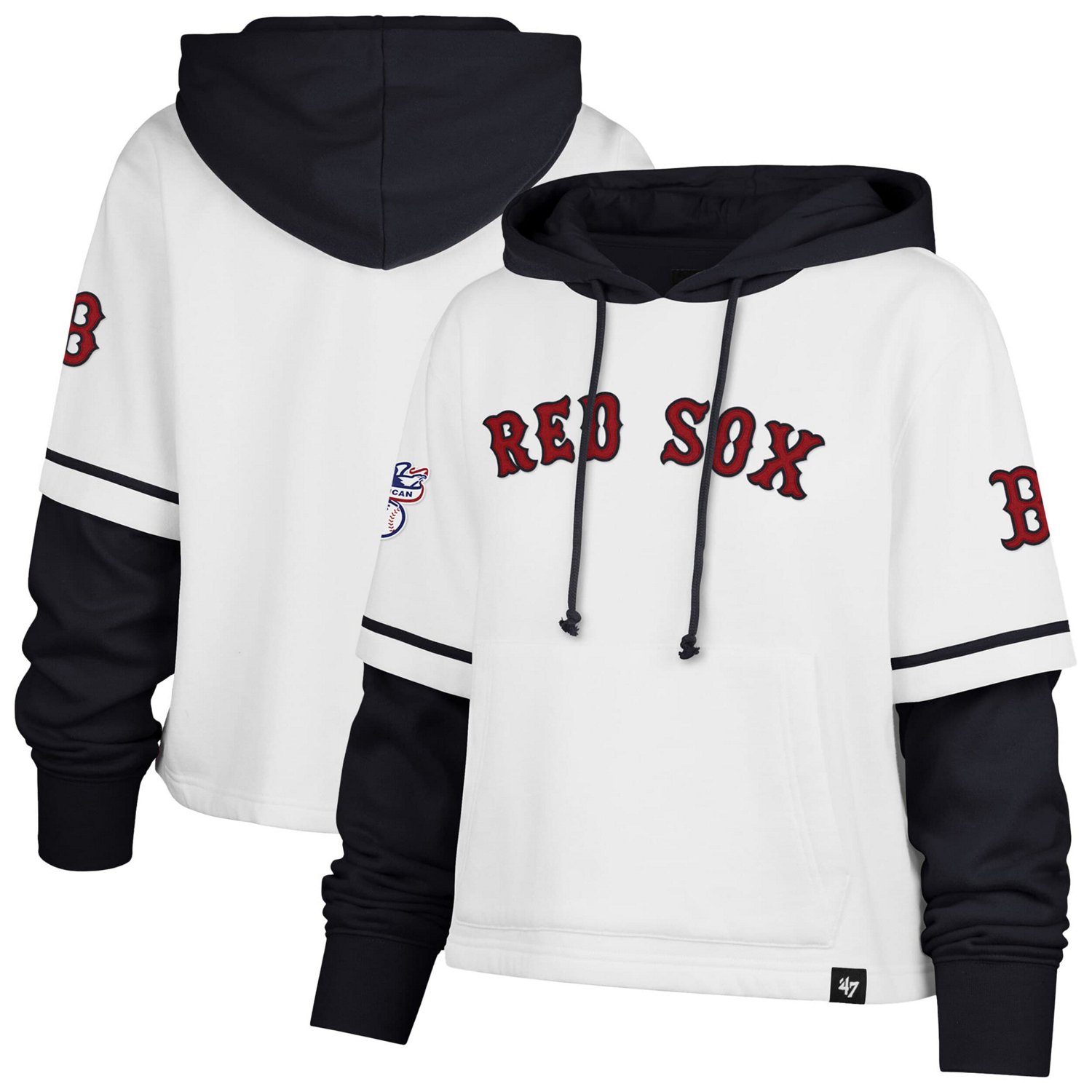 '47 Boston Red Sox Trifecta Shortstop Cropped Pullover Hoodie