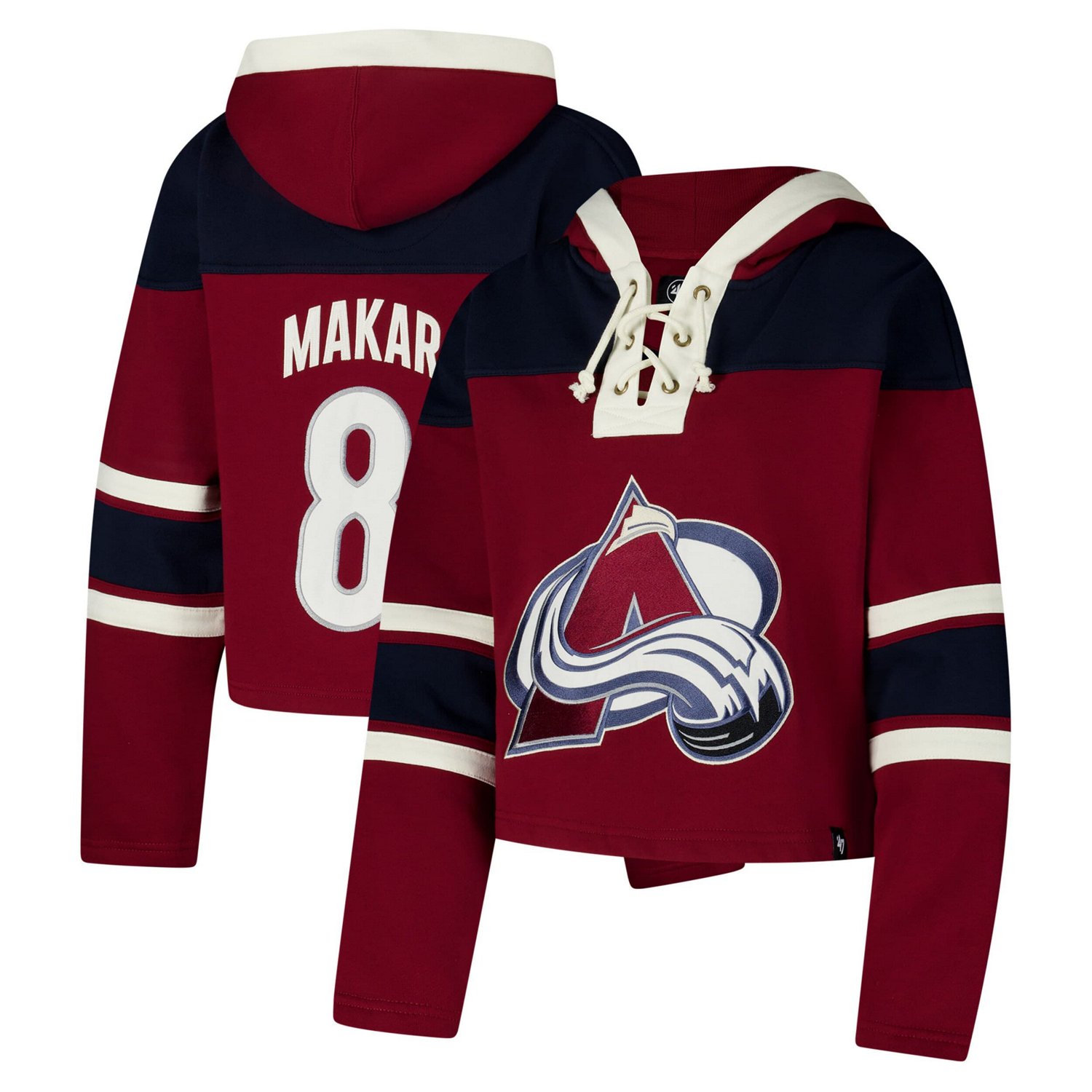 '47 Cale Makar Colorado Avalanche Superior Lacer Cropped Pullover Hoodie - view number 1
