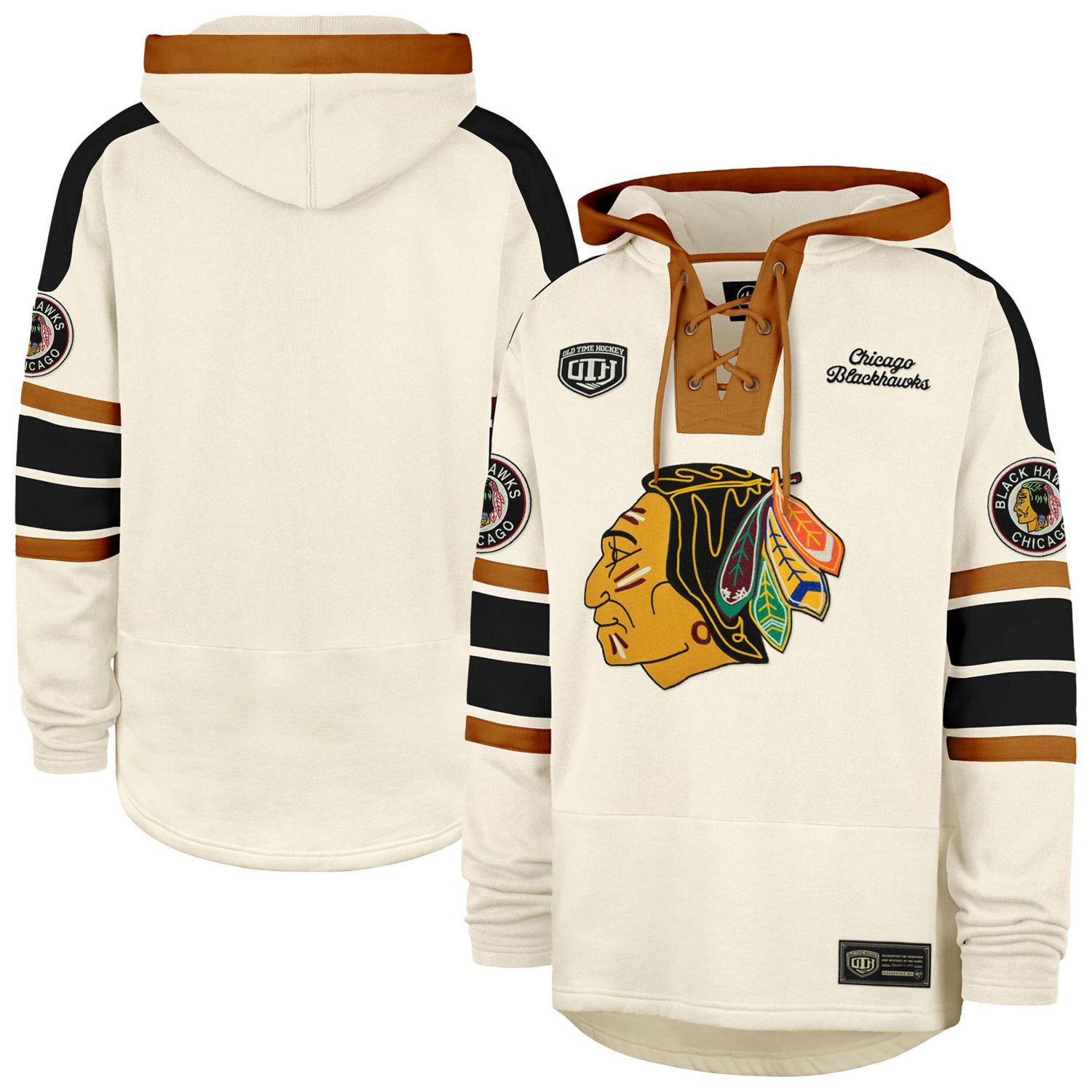 '47 Chicago Blackhawks Blue Line Heritage Lacer Pullover Hoodie