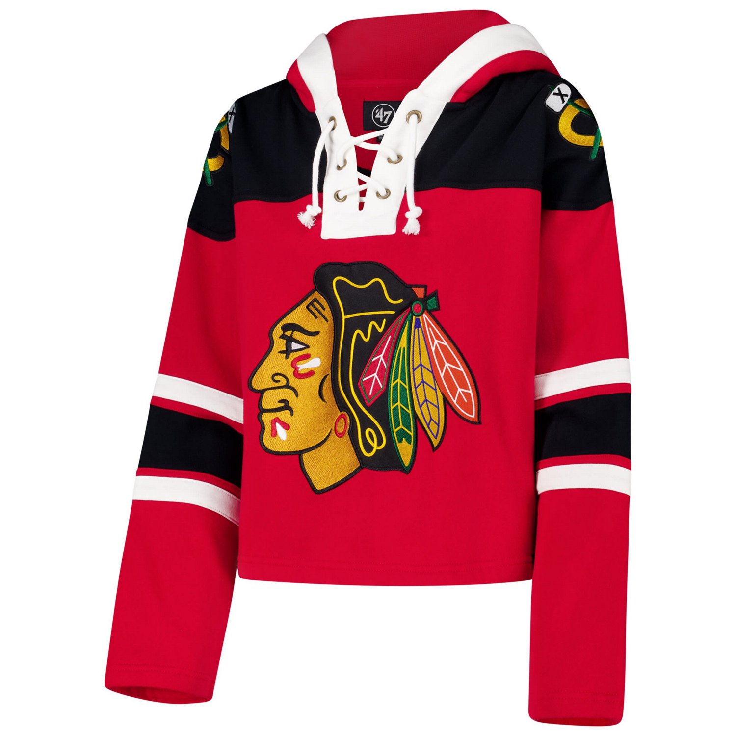 '47 Chicago Blackhawks Cropped Superior Lacer Pullover Hoodie - view number 2