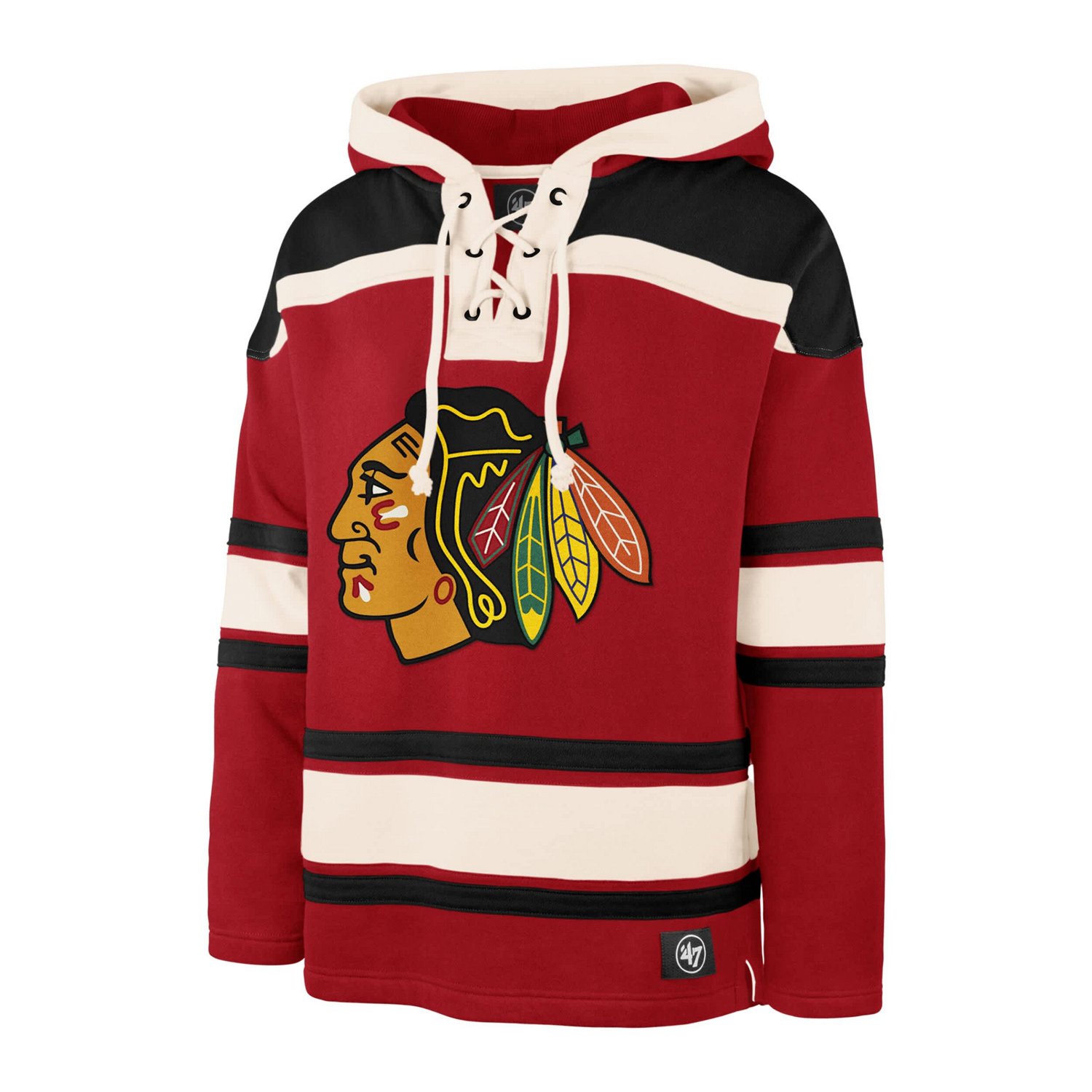 '47 Connor Bedard Chicago Blackhawks Player Name  Number Lacer Pullover Hoodie                                                   - view number 2
