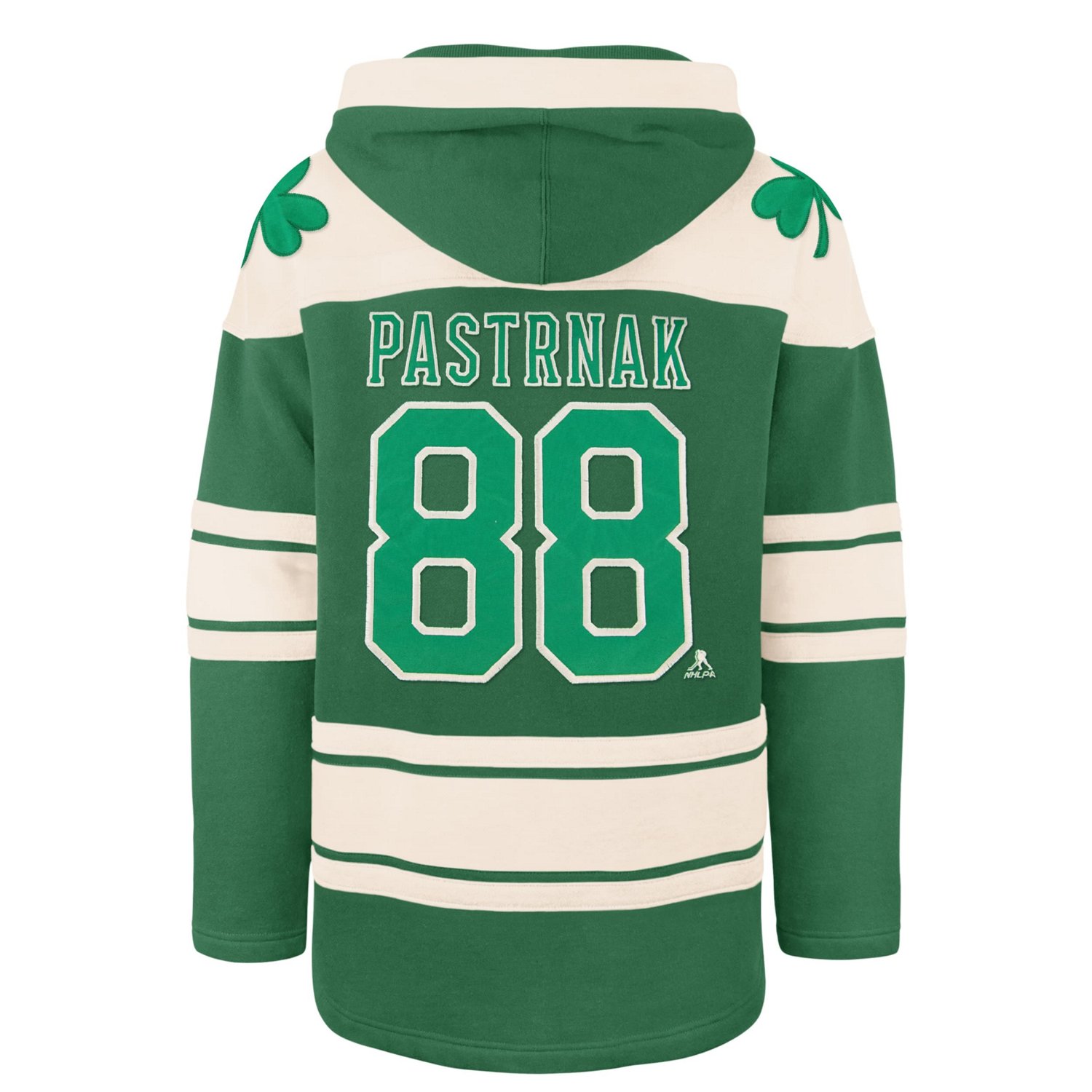 '47 David Pastrnak Kelly Boston Bruins St Patrick's Day Player Name  Number Lacer Pullover Hoodie - view number 3