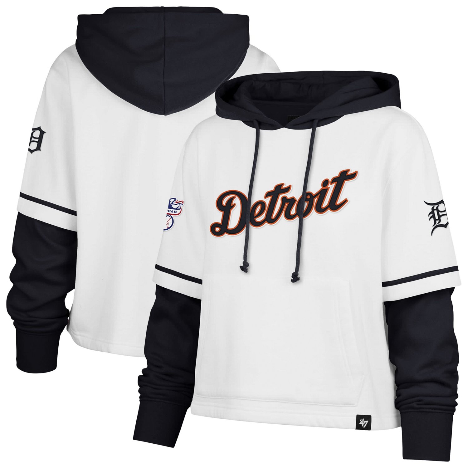 '47 Detroit Tigers Trifecta Shortstop Cropped Pullover Hoodie                                                                   