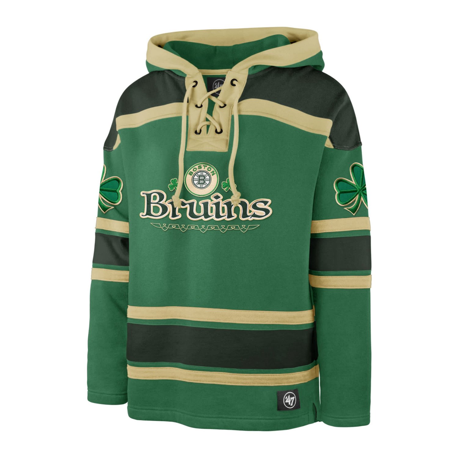 '47 Kelly Boston Bruins St Patrick's Day McLucky Superior Lacer Pullover Hoodie - view number 2