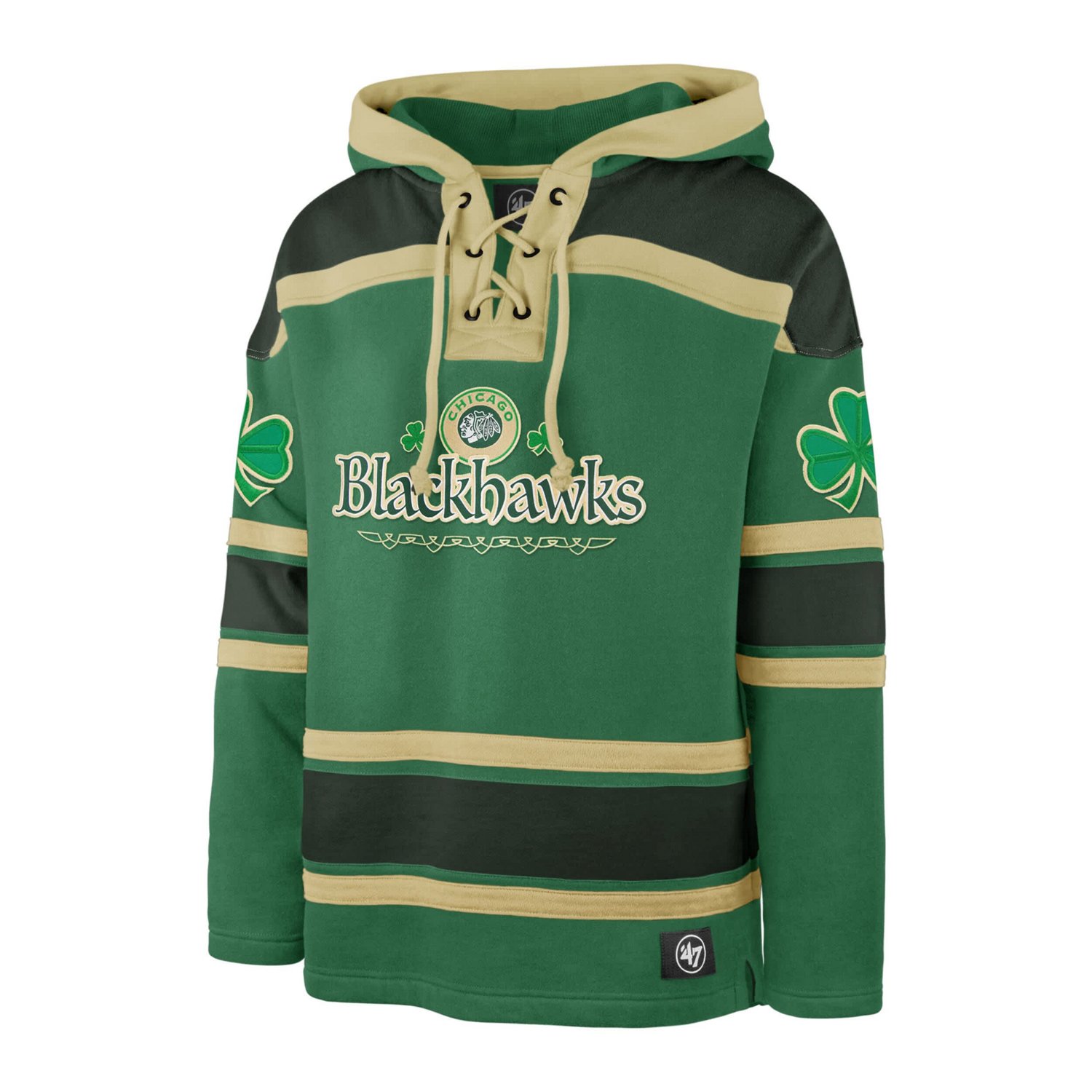 '47 Kelly Chicago Blackhawks St Patrick's Day McLucky Superior Lacer Pullover Hoodie
