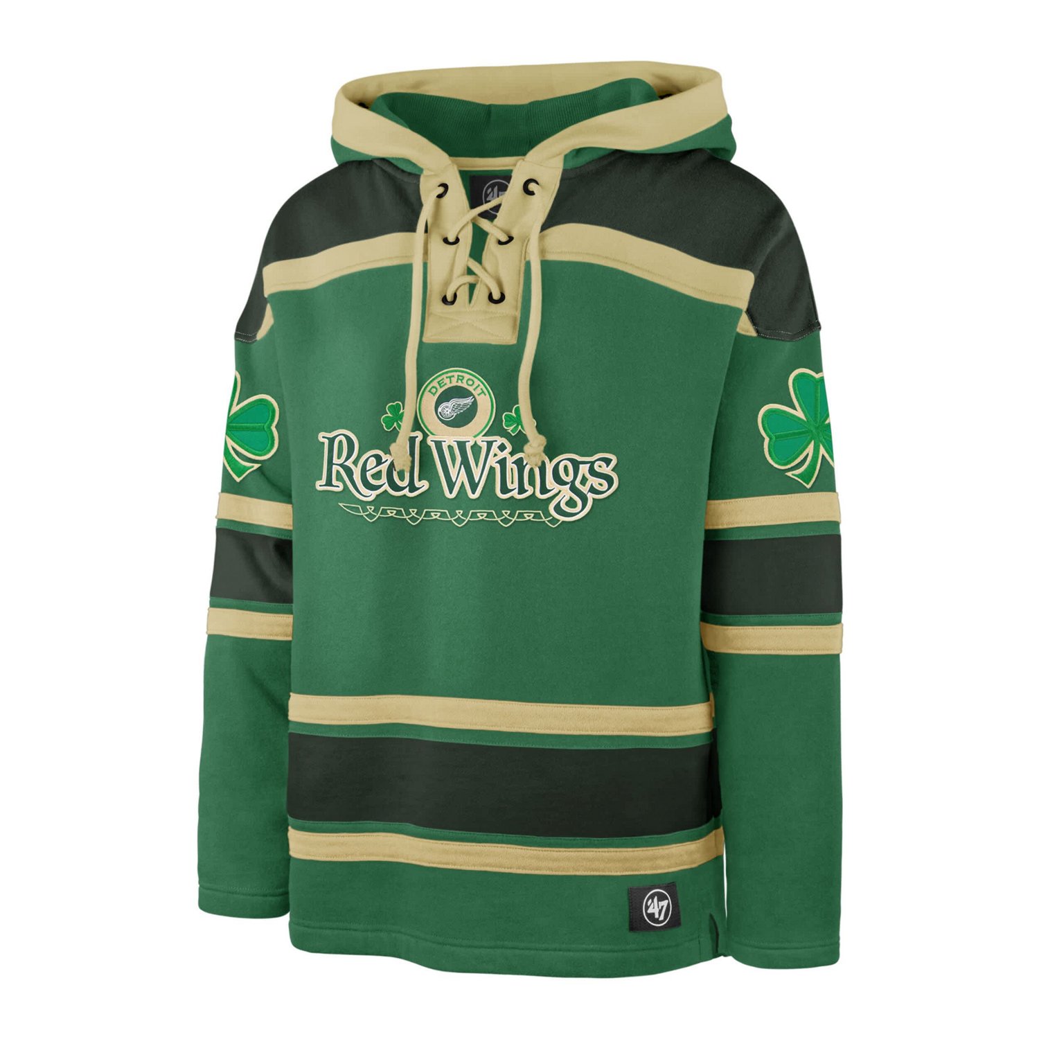 '47 Kelly Detroit Red Wings St Patrick's Day McLucky Superior Lacer Pullover Hoodie - view number 2