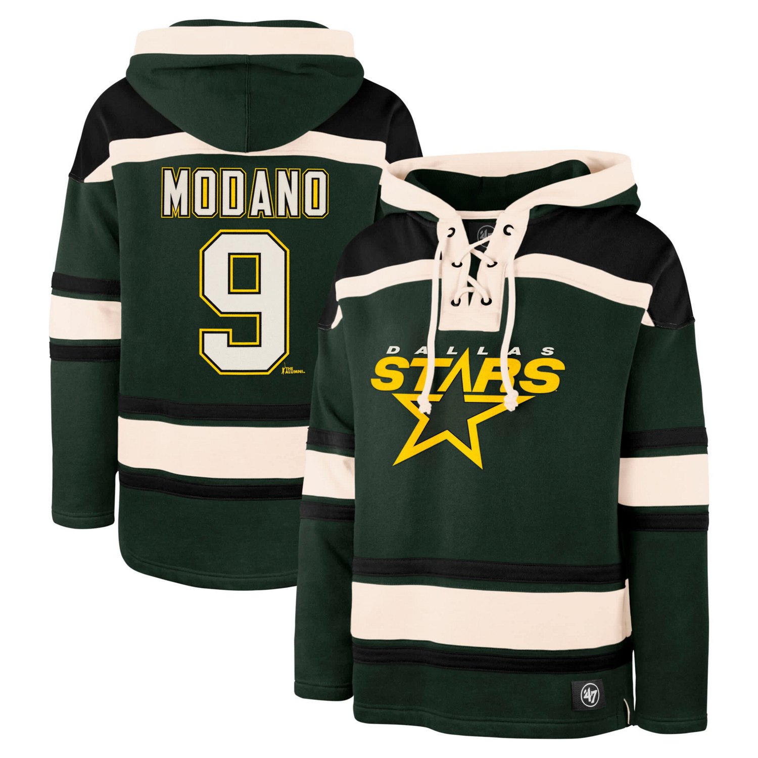 '47 Mike Modano Dallas Stars Retired Player Name  Number Lacer Pullover Hoodie