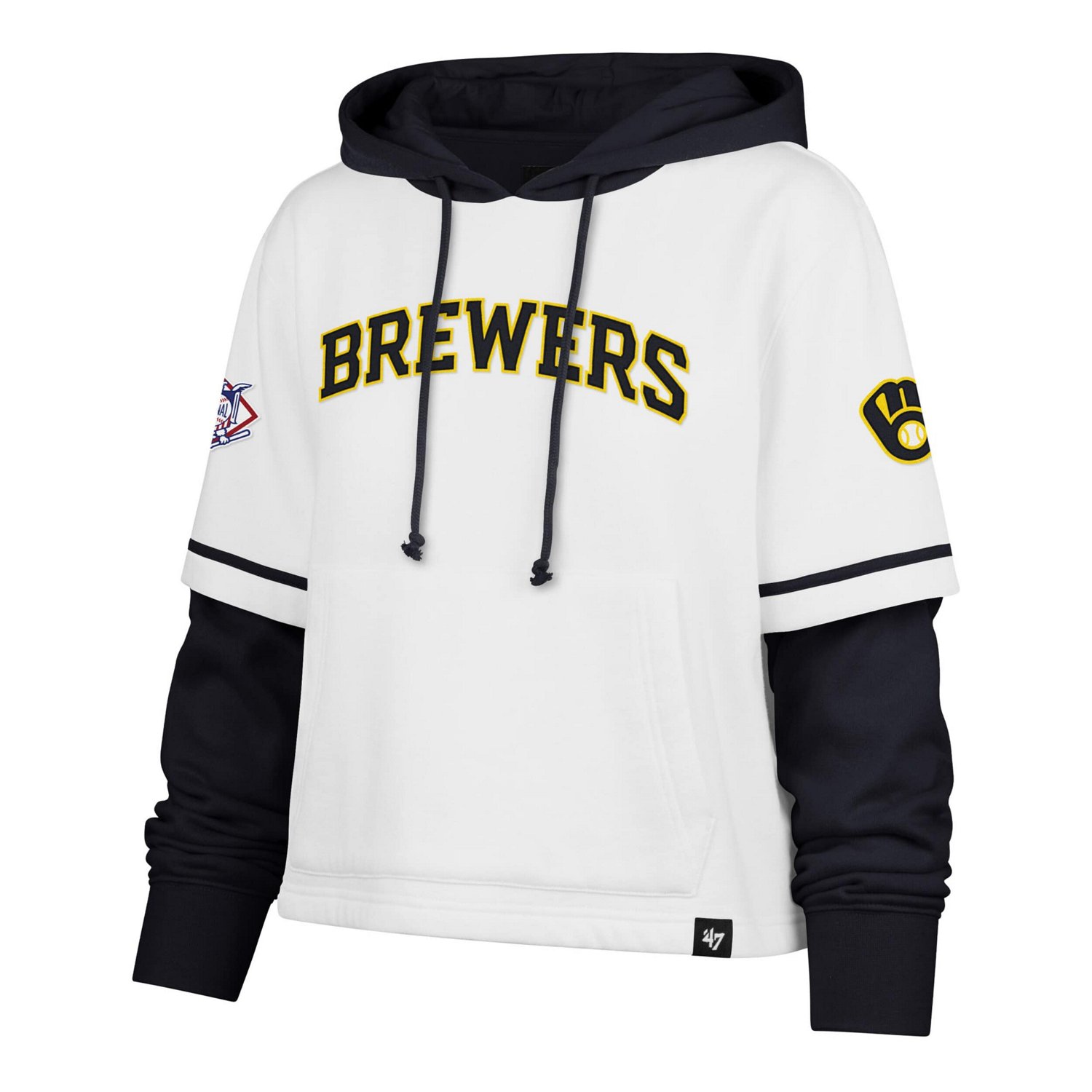 '47 Milwaukee Brewers Trifecta Shortstop Cropped Pullover Hoodie - view number 2