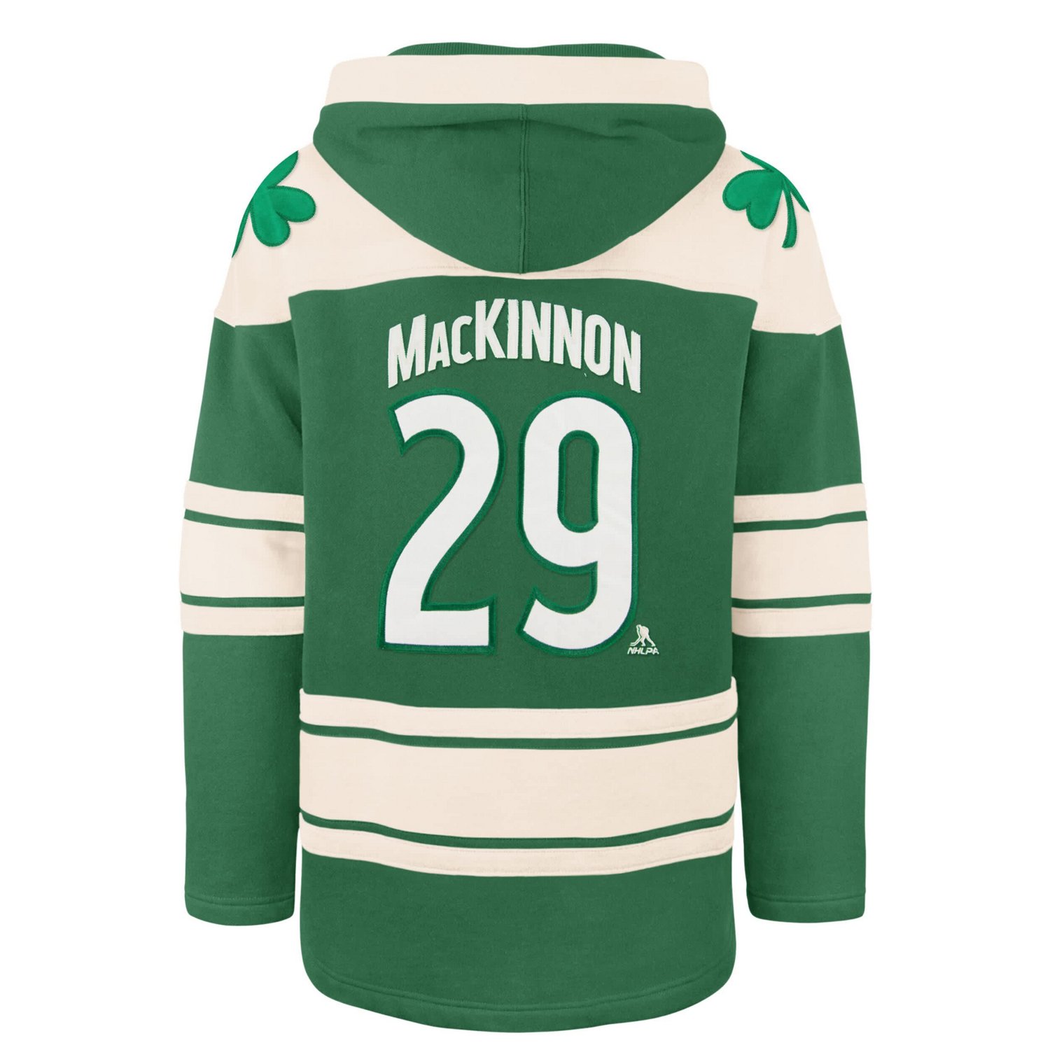 '47 Nathan MacKinnon Kelly Colorado Avalanche St Patrick's Day Player Name  Number Lacer Pullover Hoodie - view number 3