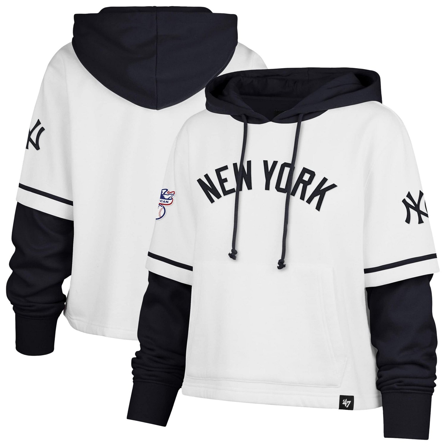 '47 New York Yankees Trifecta Shortstop Cropped Pullover Hoodie - view number 1
