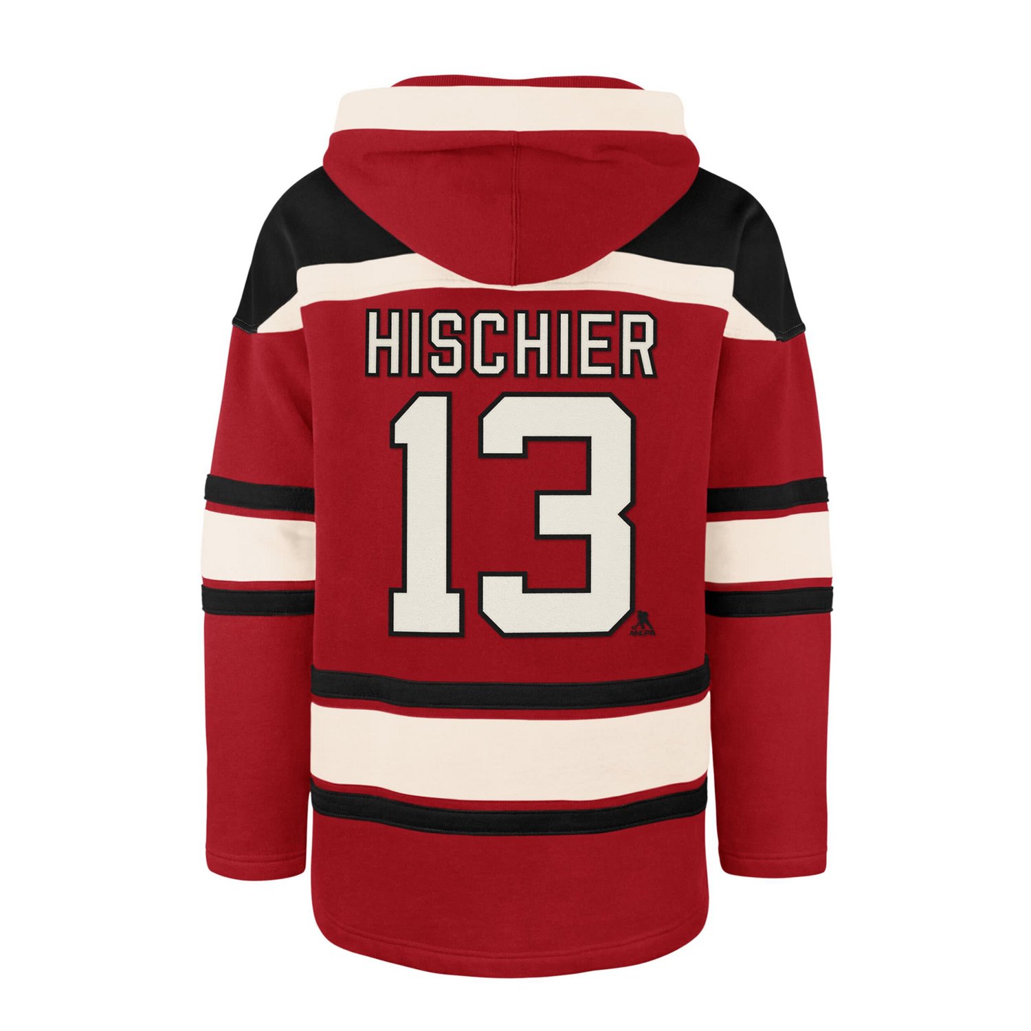 '47 Nico Hischier New Jersey Devils Player Name  Number Lacer Pullover Hoodie - view number 3