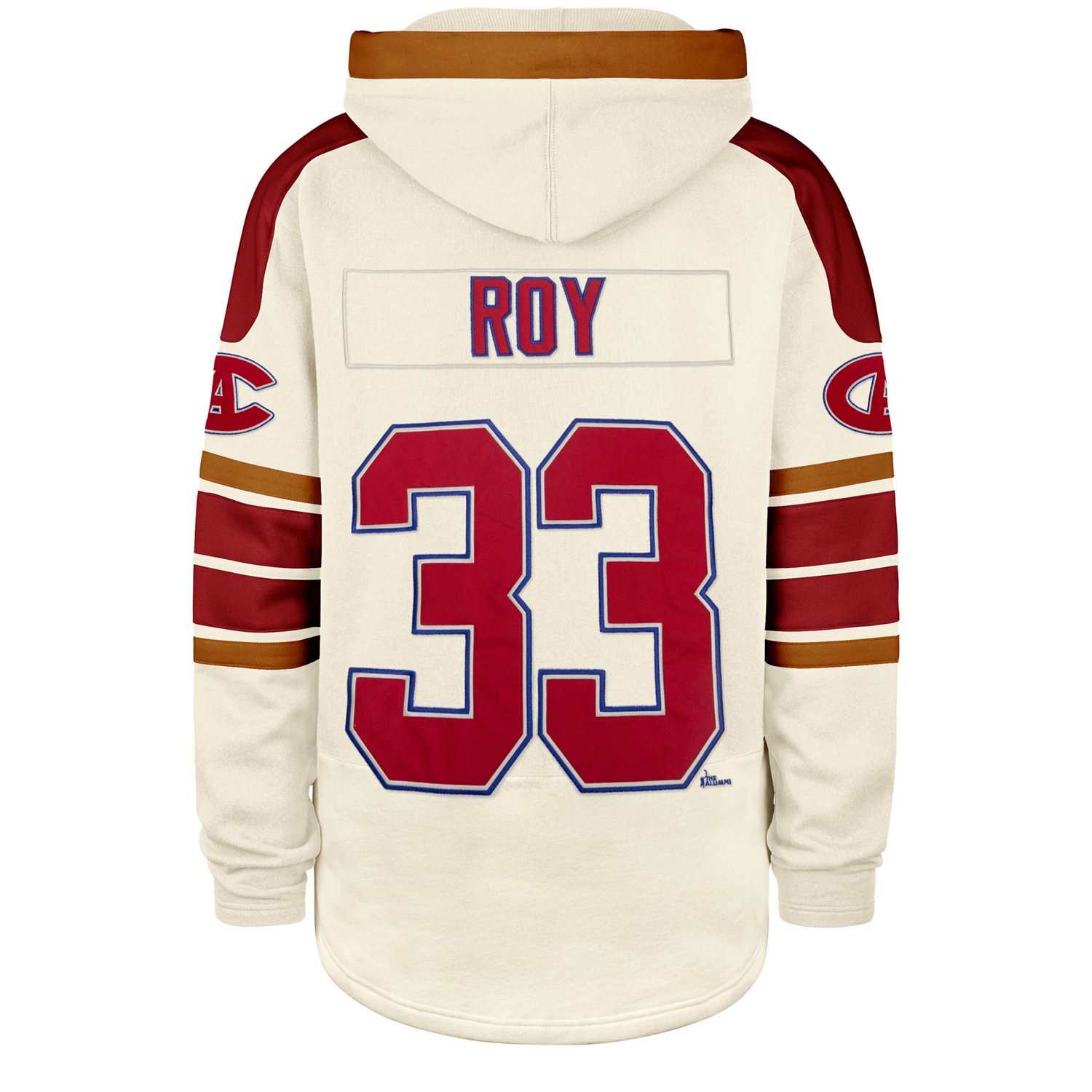 '47 Patrick Roy Montreal Canadiens Blue Line Heritage Name  Number Lace-Up Pullover Hoodie - view number 3