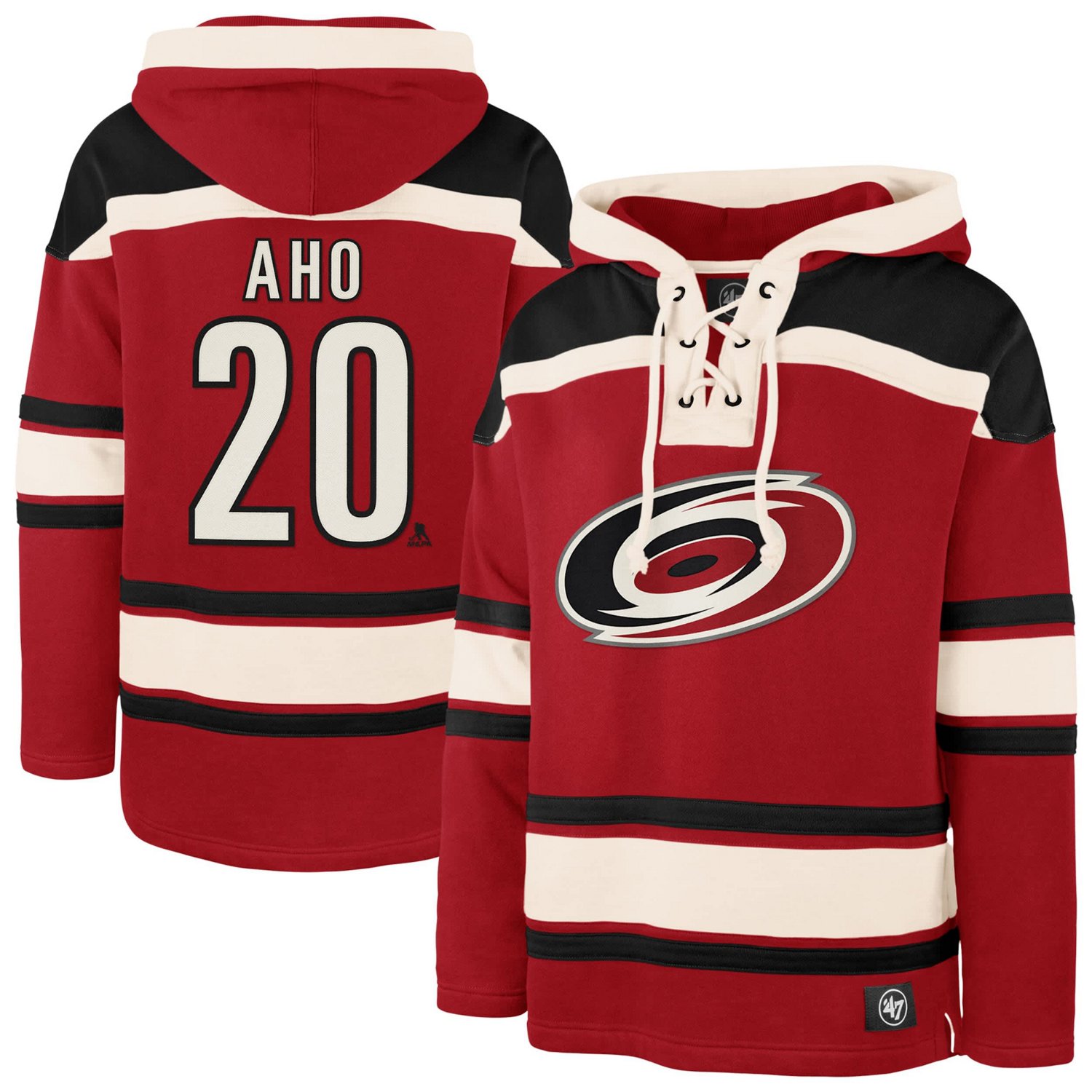 '47 Sebastian Aho Carolina Hurricanes Player Name  Number Lacer Pullover Hoodie