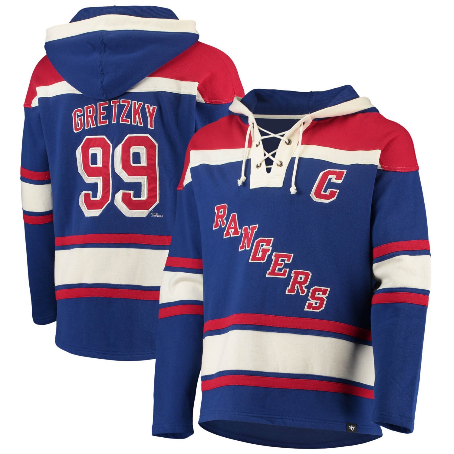 '47 Wayne Gretzky New York Rangers Retired Player Name  Number Lacer Pullover Hoodie