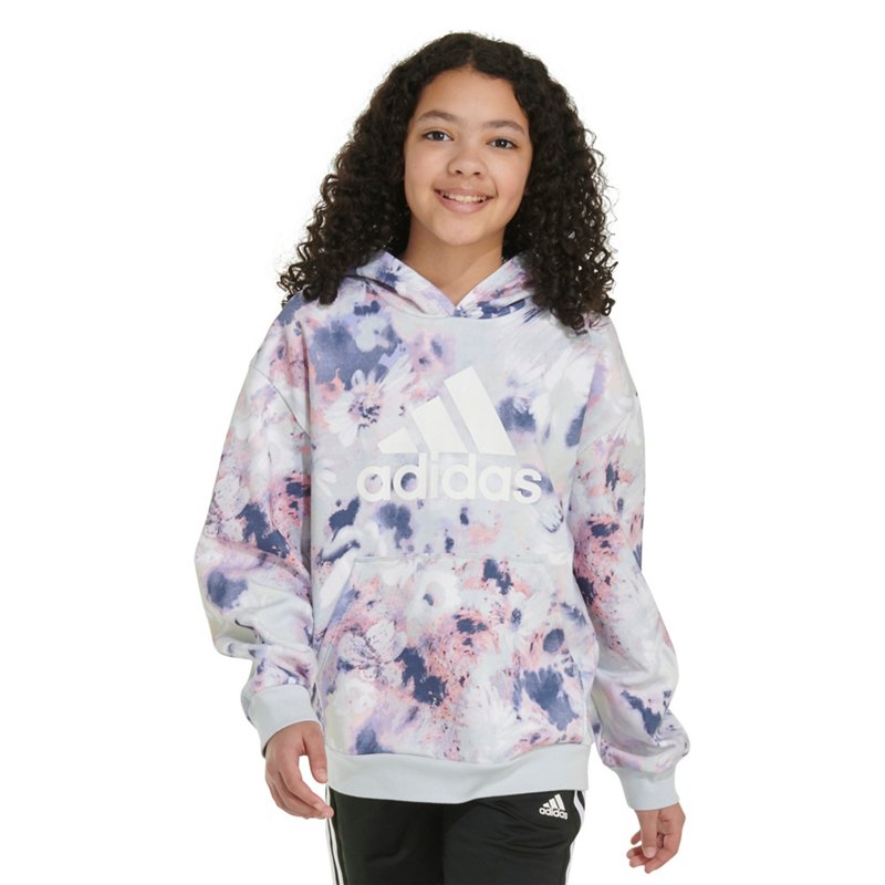 adidas Girls' Long Sleeve Floral Printed Pullover Hoodie, Large - Girl's Fleece at Academy Sports