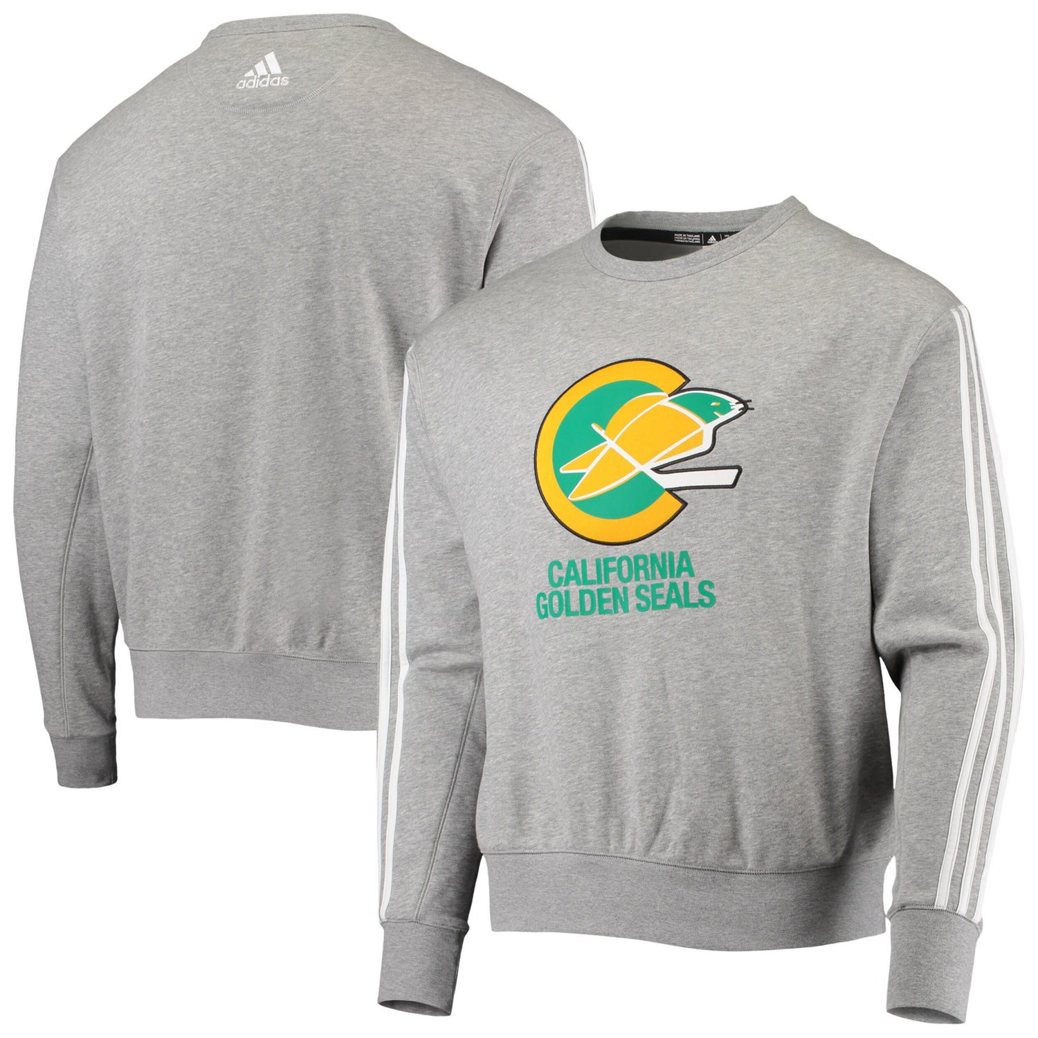 adidas Heathered Gray California Seals Team Classics Vintage Pullover Sweatshirt