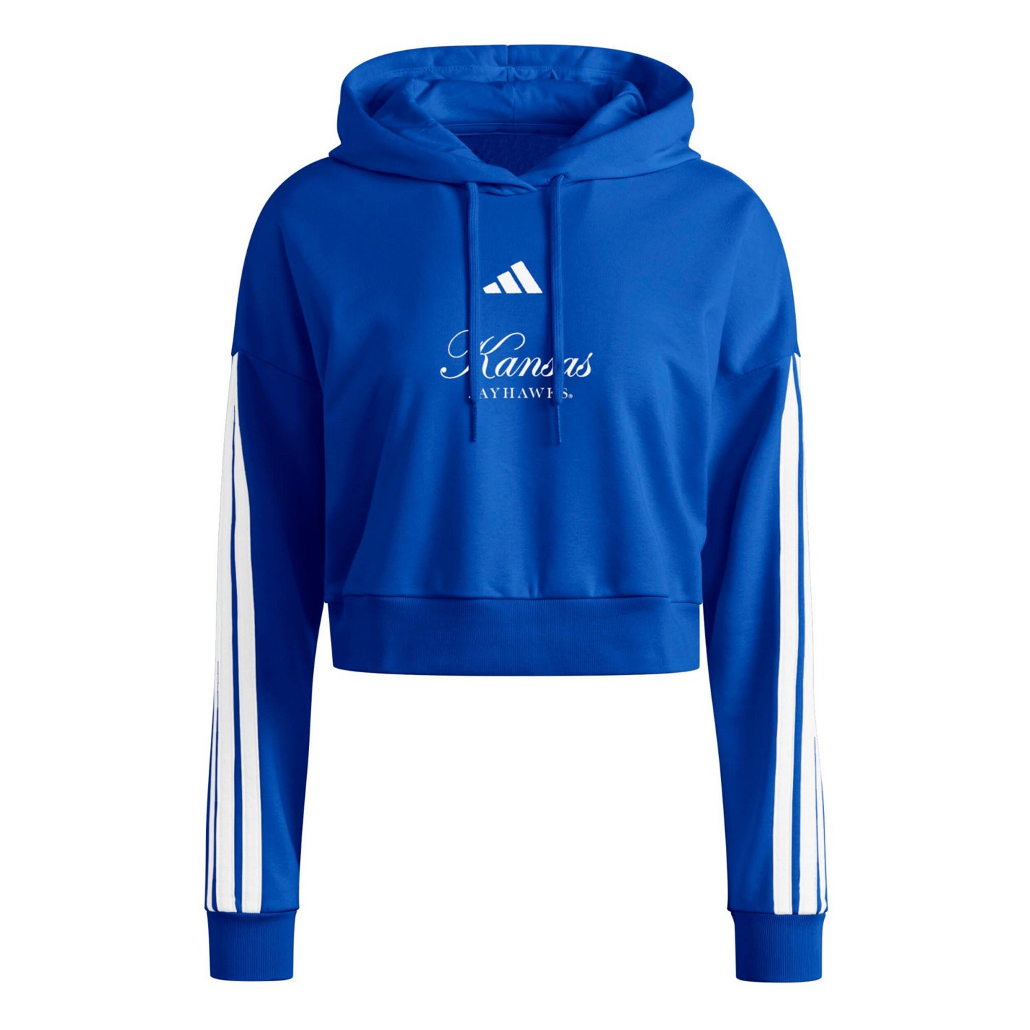 adidas Kansas Jayhawks Campus Queen Cropped Pullover Hoodie - view number 2