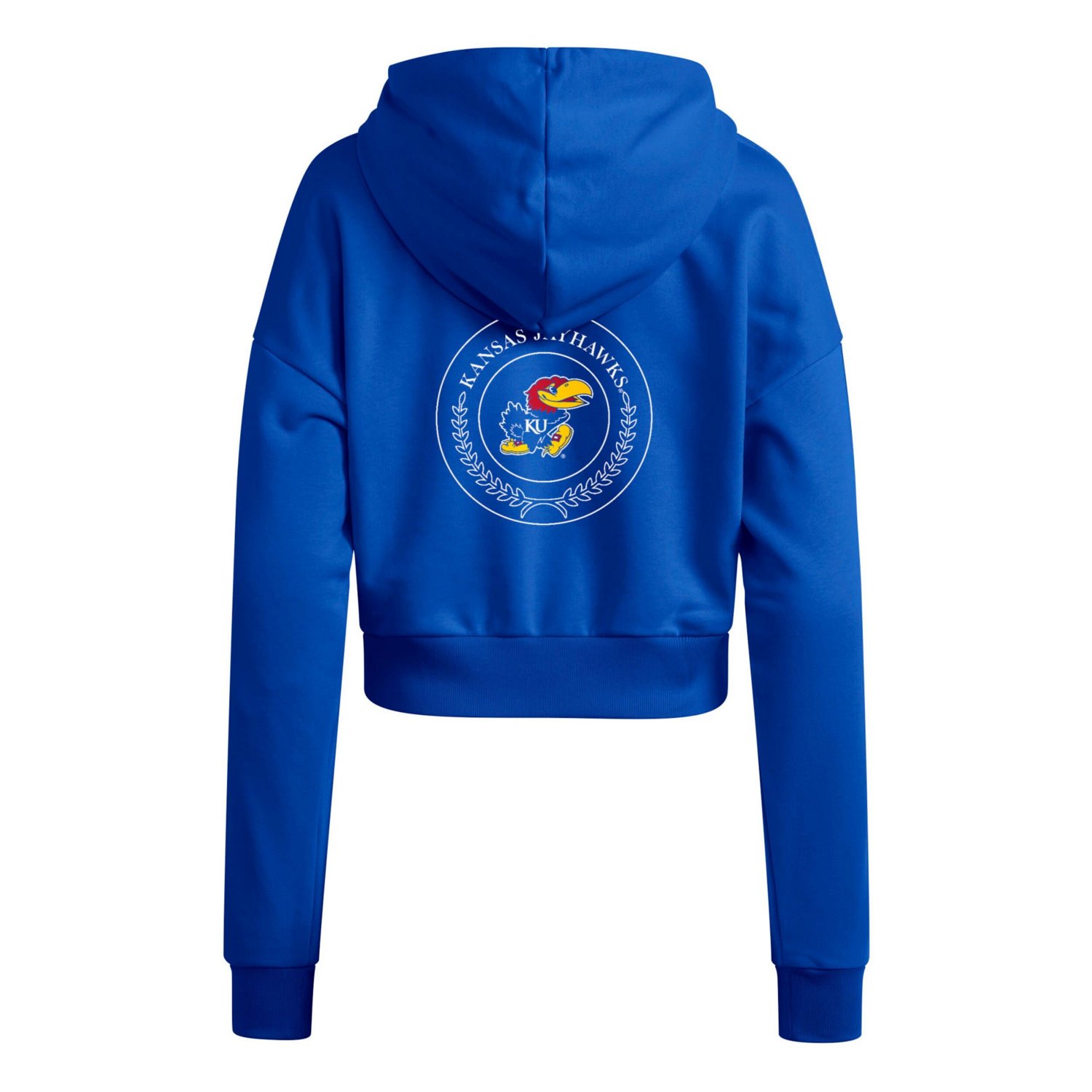 adidas Kansas Jayhawks Campus Queen Cropped Pullover Hoodie - view number 3
