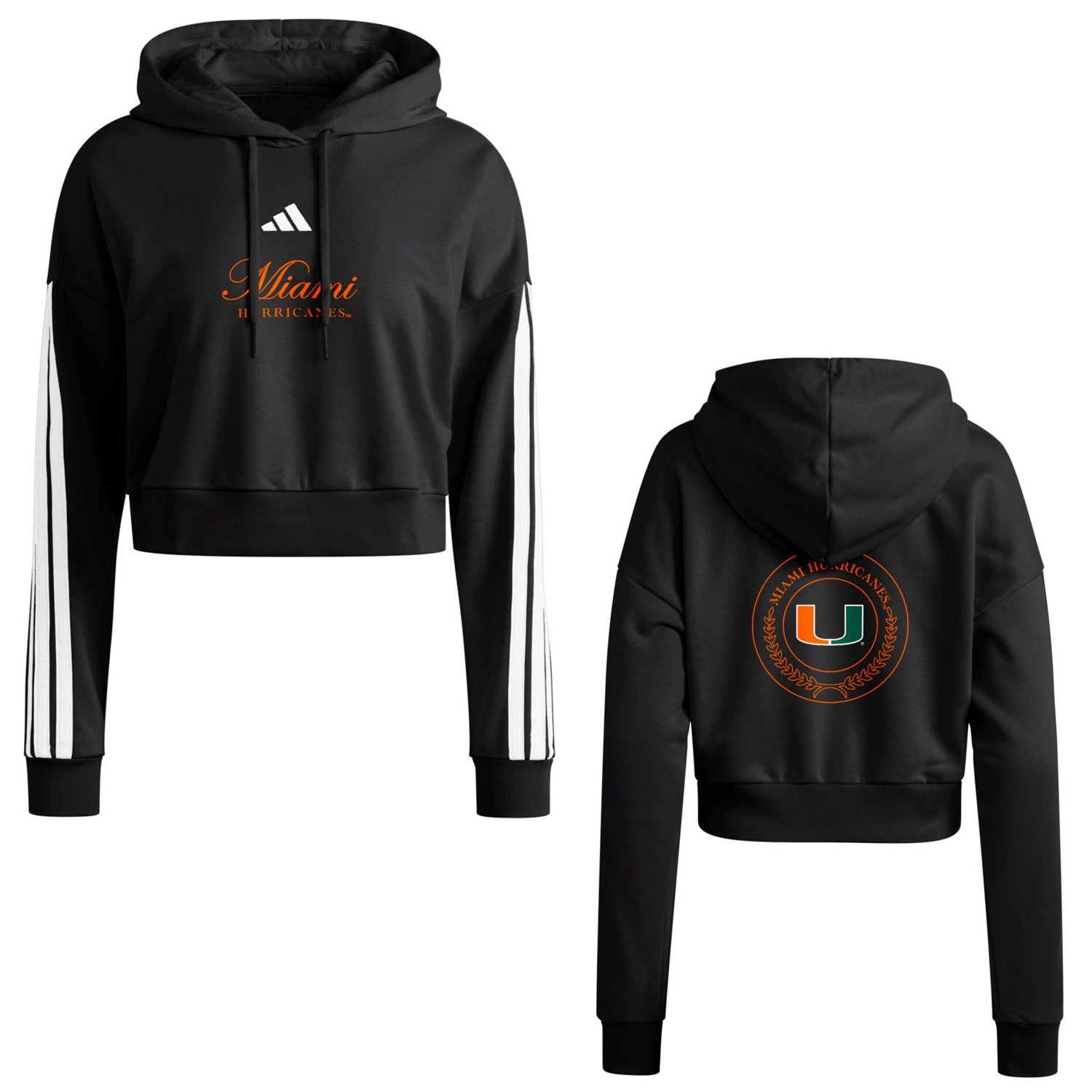adidas Miami Hurricanes Campus Queen Cropped Pullover Hoodie