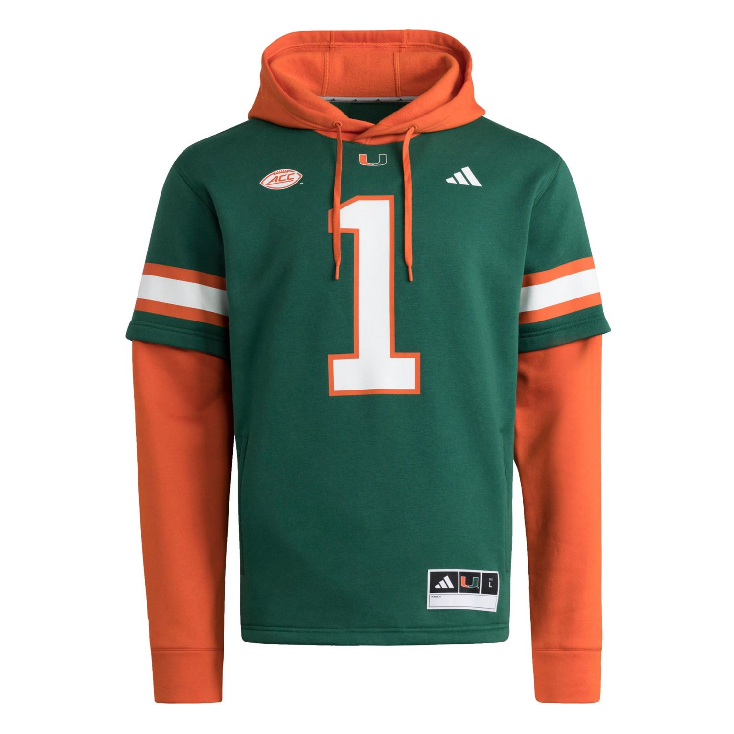 adidas Miami Hurricanes Jersey Pullover Hoodie - view number 2