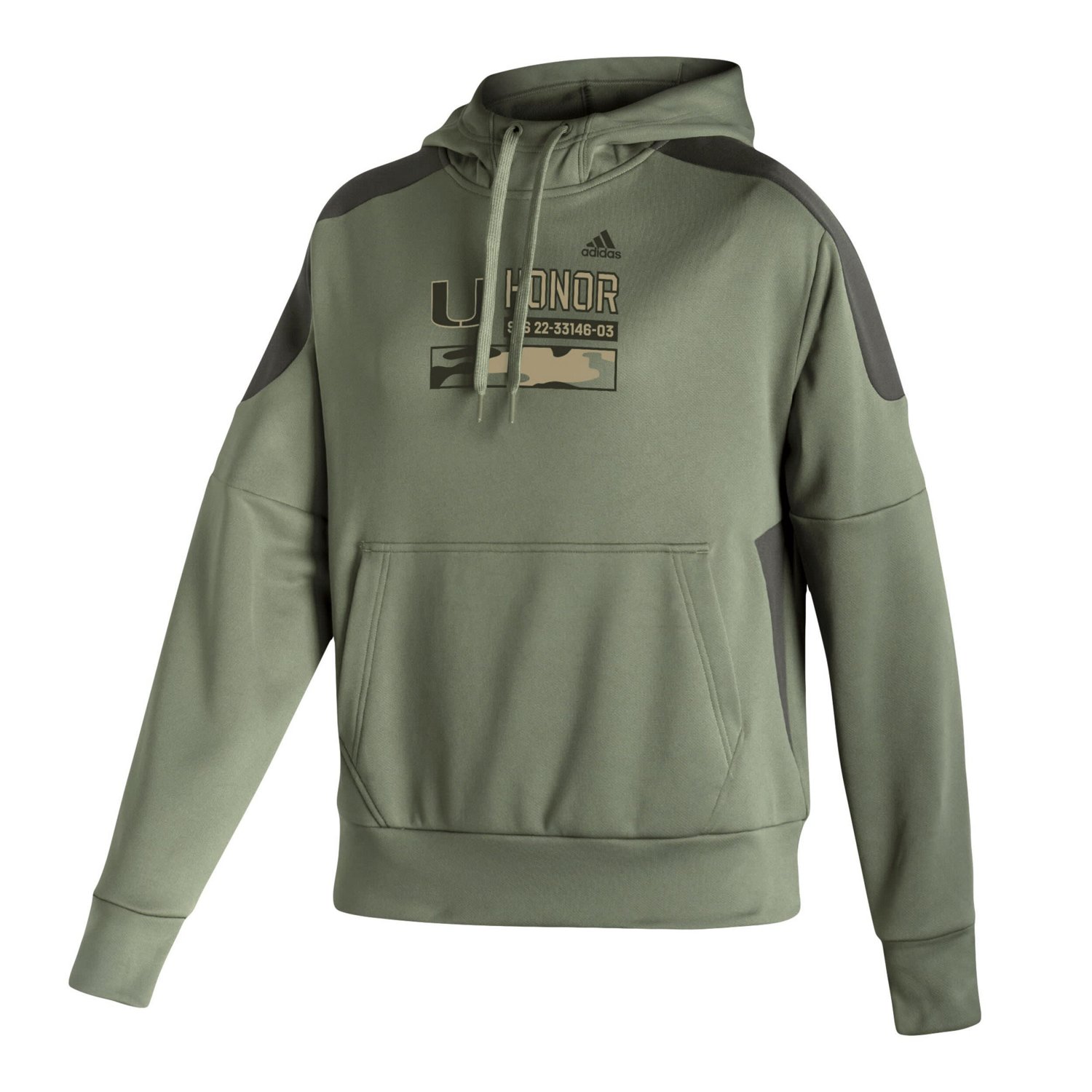 adidas Miami Hurricanes Salute to Service Military Appreciation Pullover Hoodie - view number 2