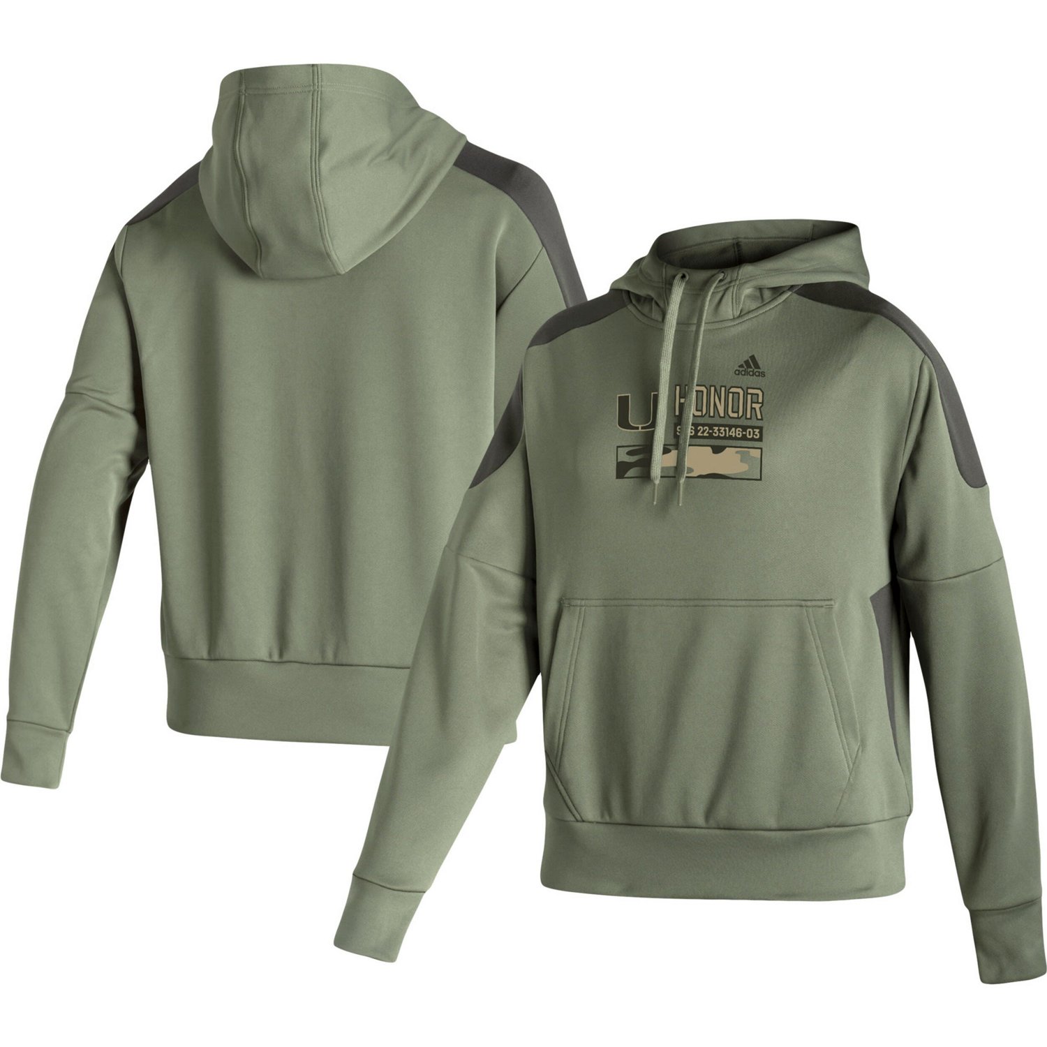 adidas Miami Hurricanes Salute to Service Military Appreciation Pullover Hoodie - view number 1