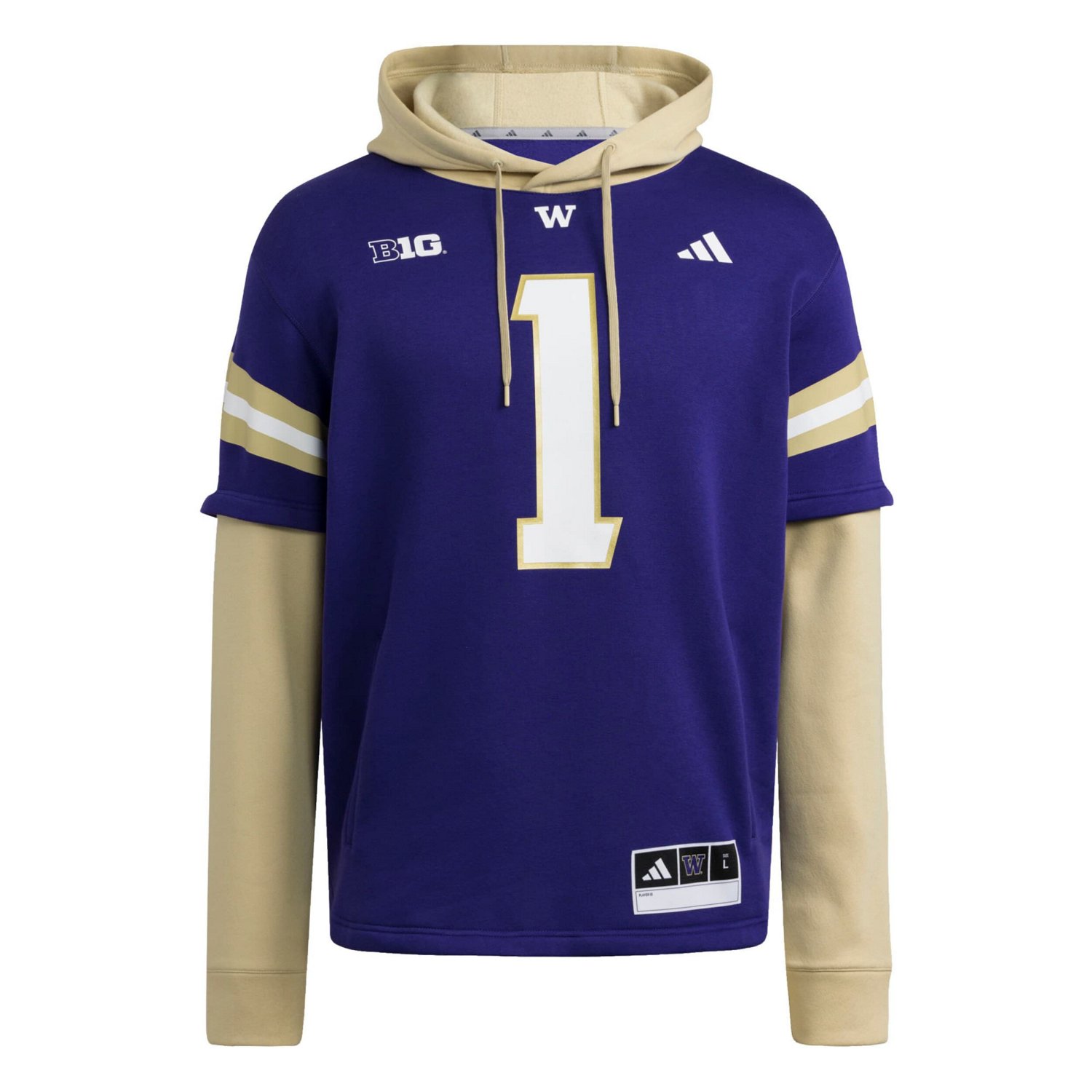 adidas Washington Huskies Jersey Pullover Hoodie - view number 2
