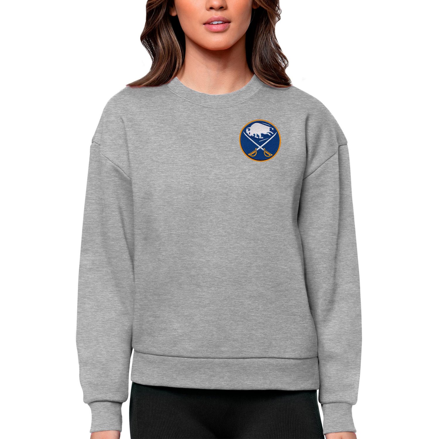 Antigua Buffalo Sabres Primary Logo Victory Crewneck Pullover Sweatshirt