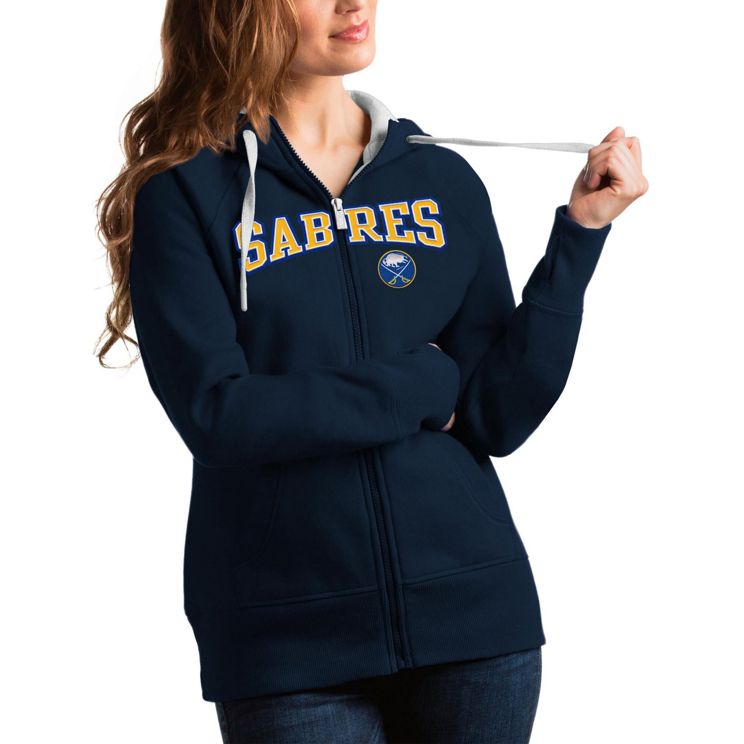 Antigua Buffalo Sabres Wordmark Victory Full-Zip Hoodie