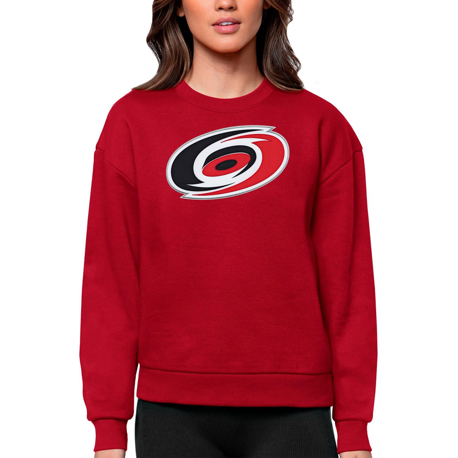 Antigua Carolina Hurricanes Primary Logo Team Logo Victory Crewneck Pullover Sweatshirt                                          - view number 1