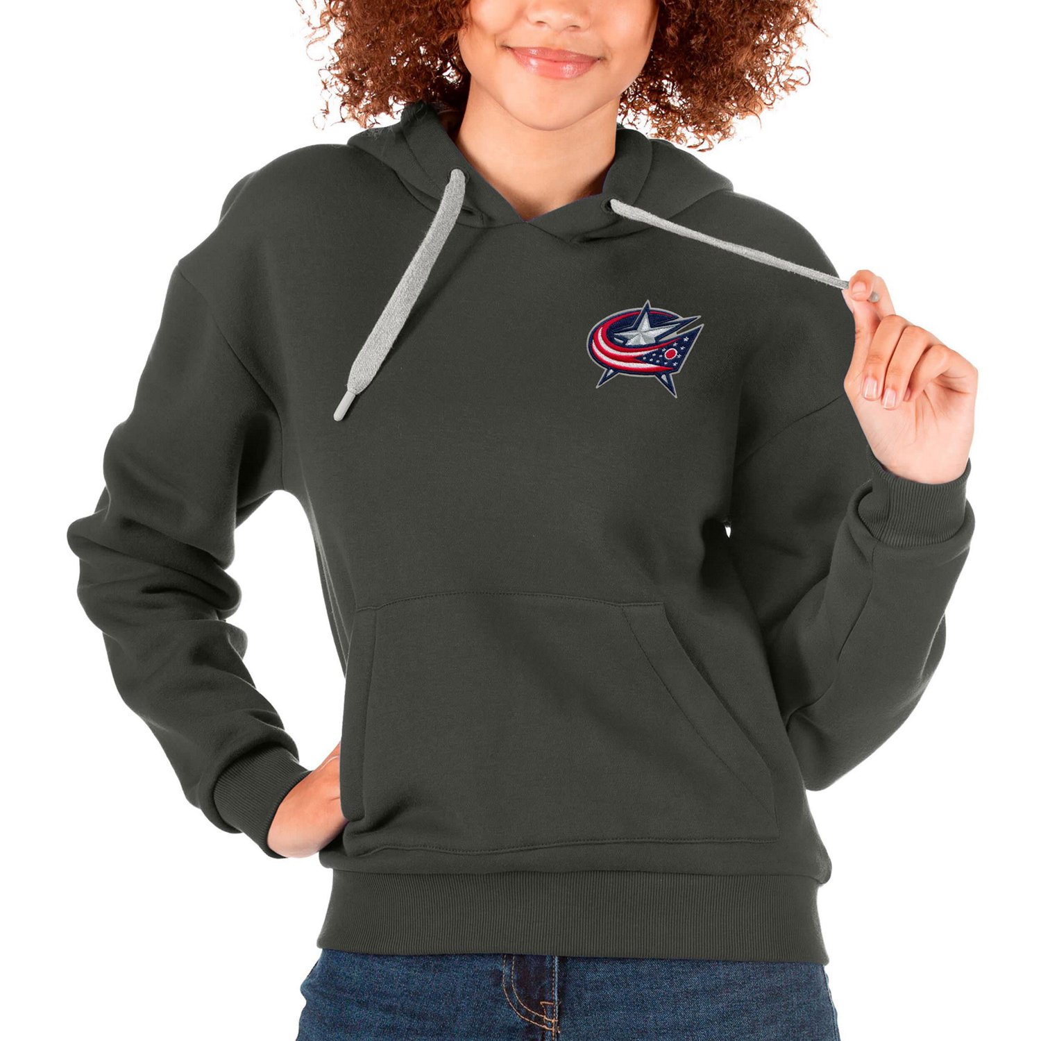 Antigua Columbus Jackets Primary Logo Victory Pullover Hoodie                                                                    - view number 1
