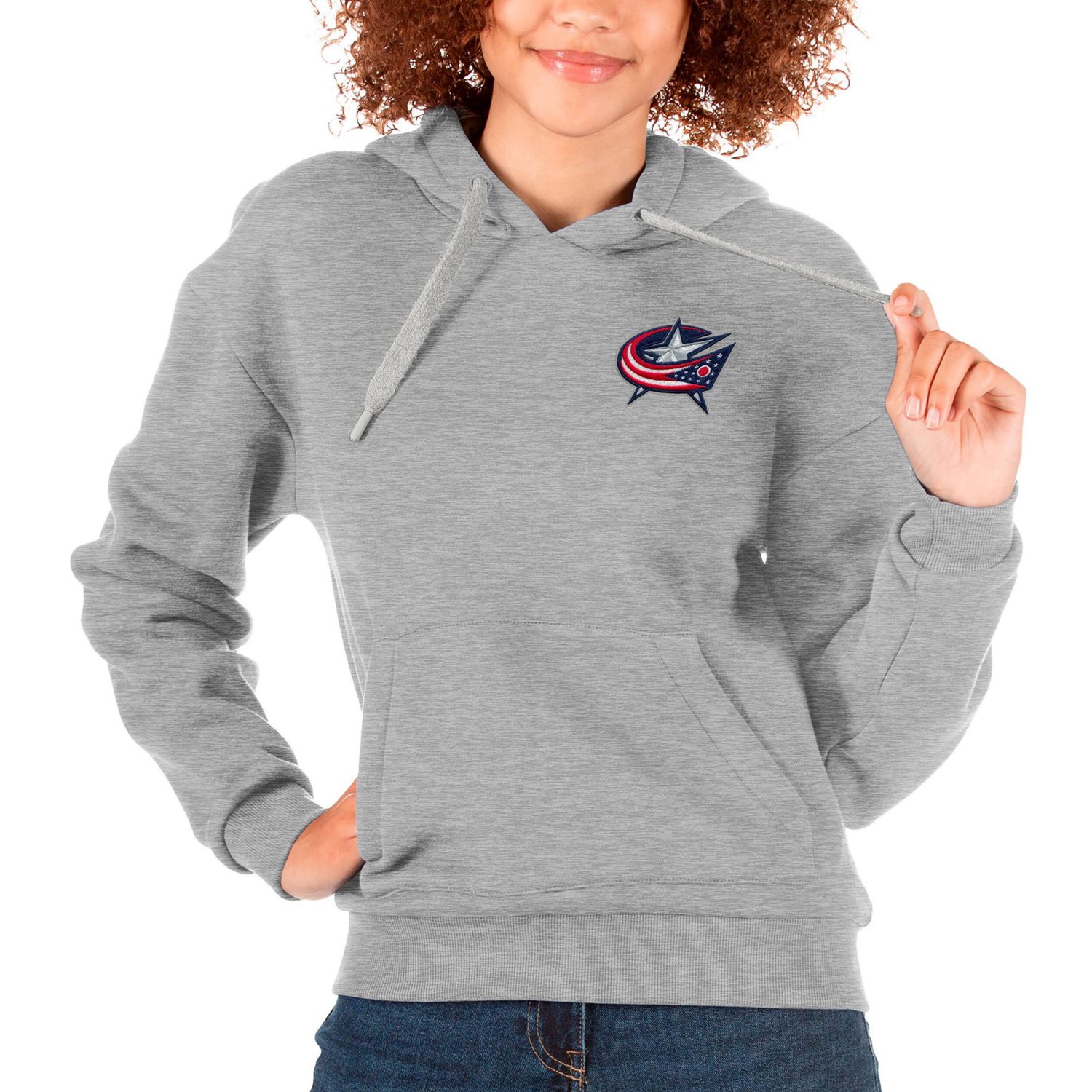 Antigua Columbus Jackets Primary Logo Victory Pullover Hoodie                                                                    - view number 1