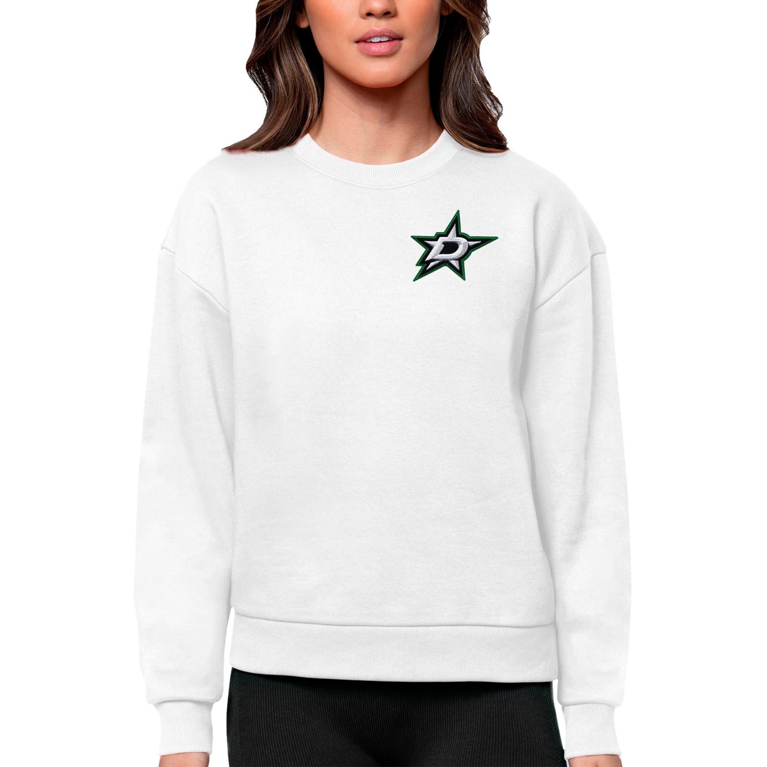 Antigua Dallas Stars Primary Logo Victory Crewneck Pullover Sweatshirt