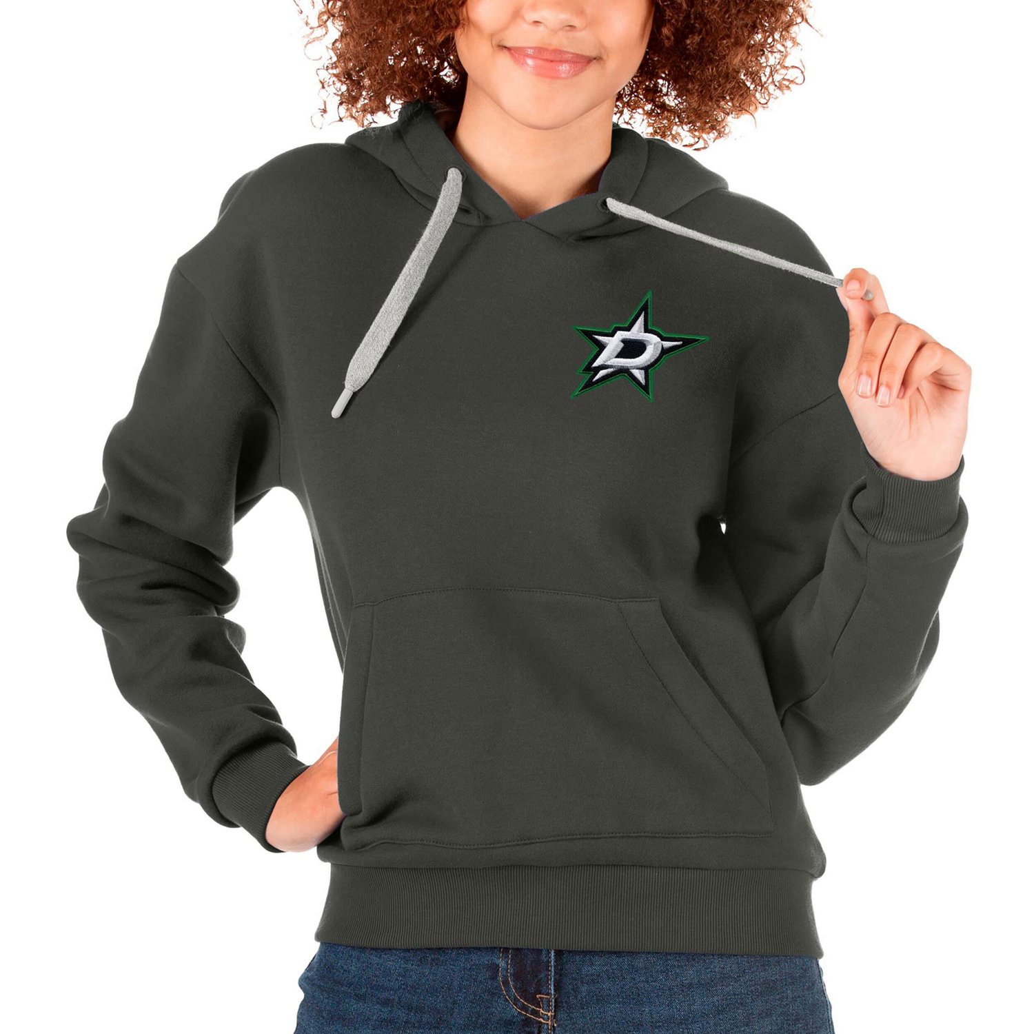 Antigua Dallas Stars Primary Logo Victory Pullover Hoodie