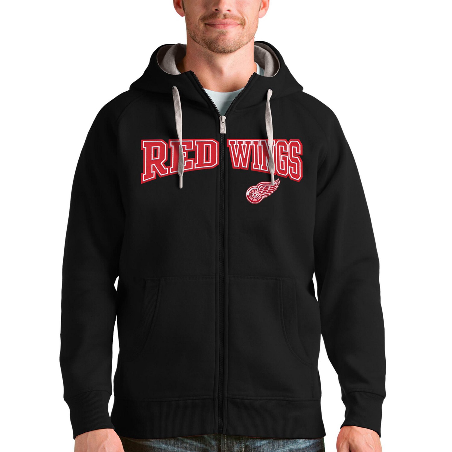 Antigua Detroit Red Wings Wordmark Victory Full-Zip Hoodie                                                                       - view number 1