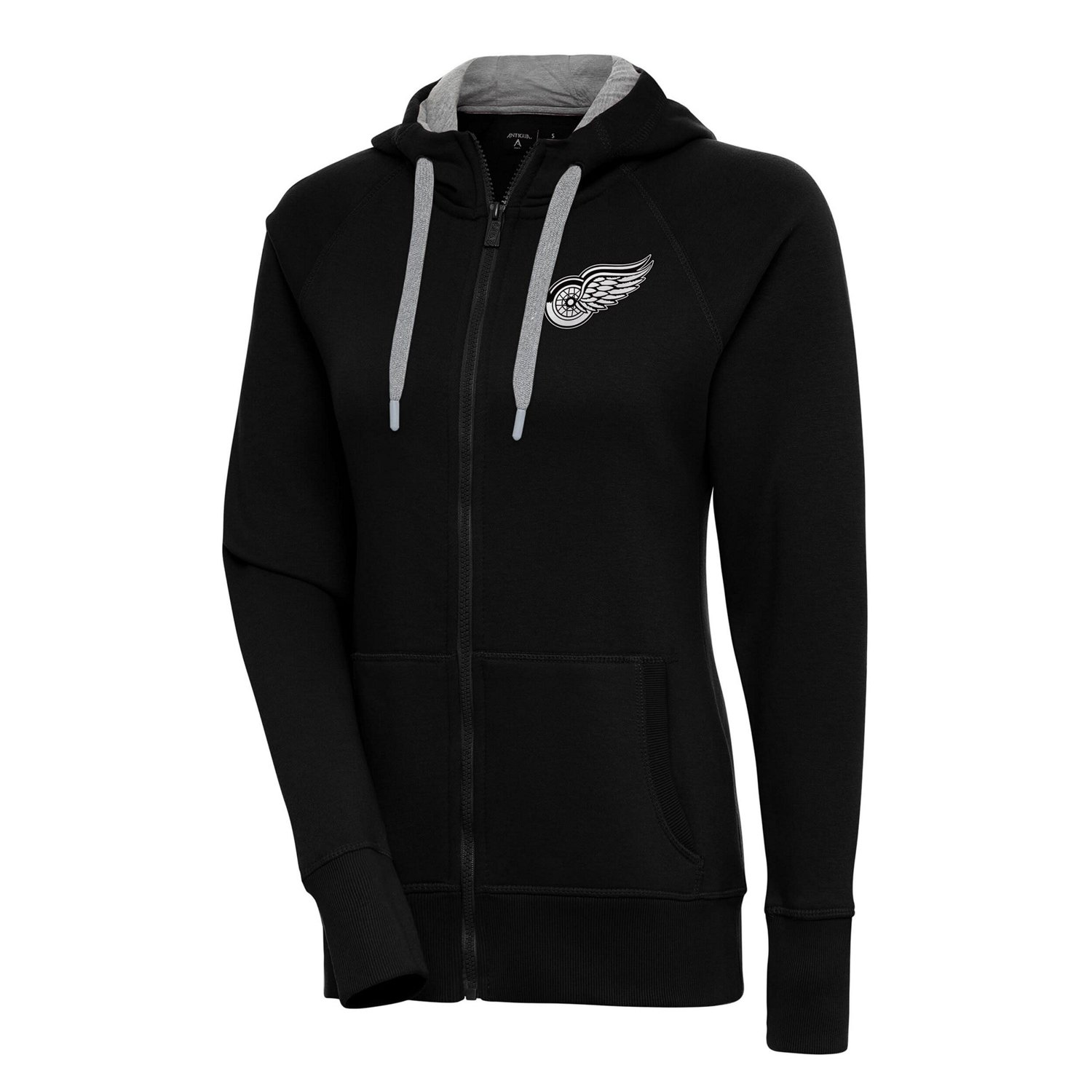 Antigua Detroit Wings Metallic Logo Victory Full-Zip Hoodie