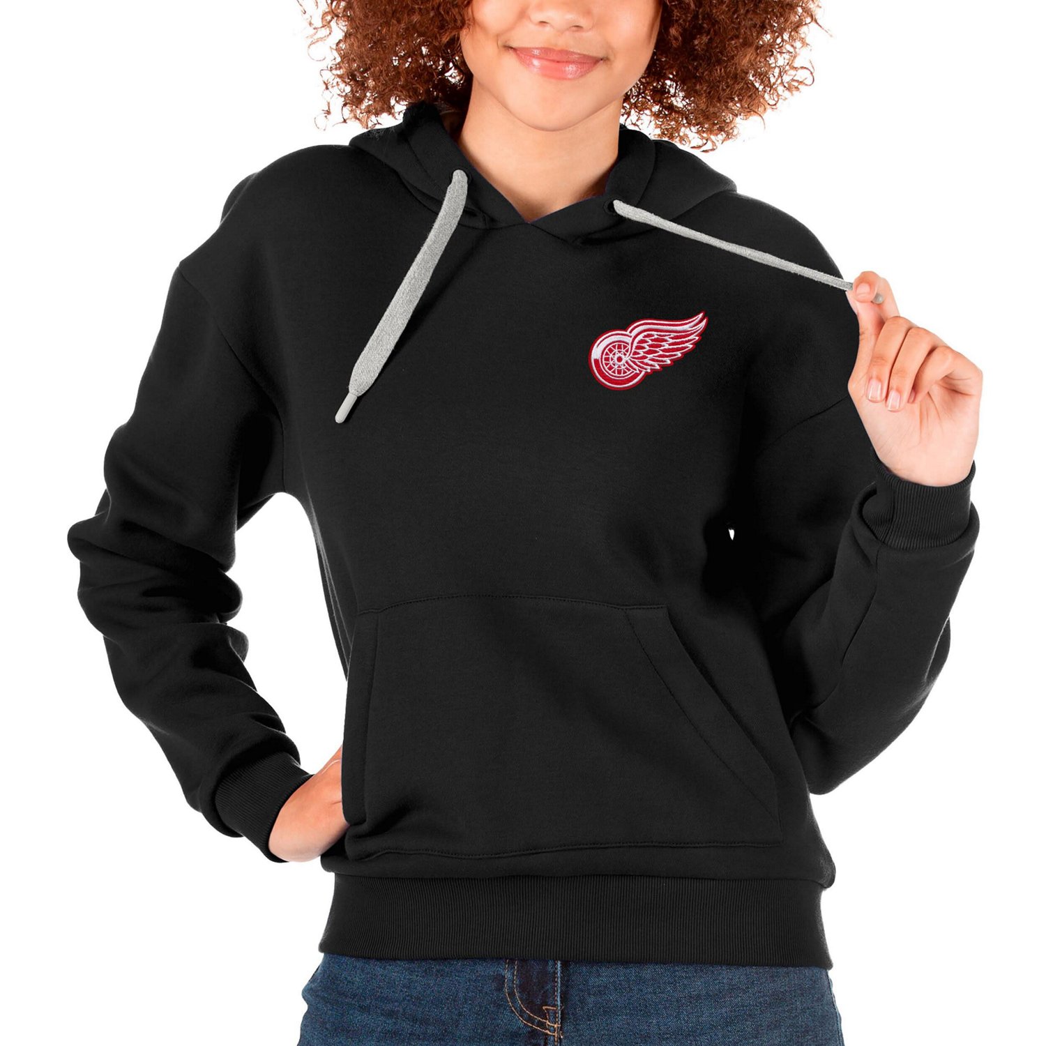 Antigua Detroit Wings Primary Logo Victory Pullover Hoodie