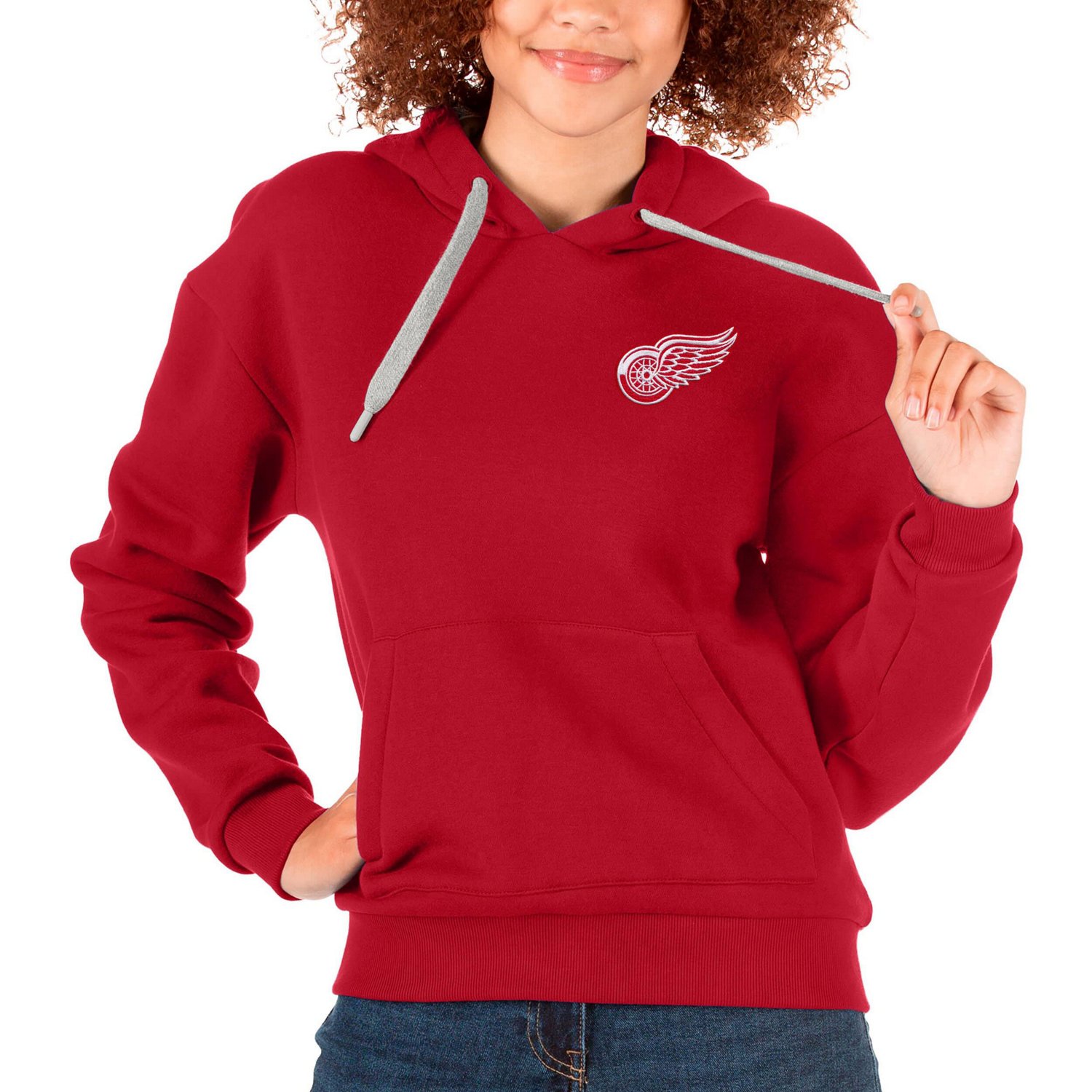 Antigua Detroit Wings Primary Logo Victory Pullover Hoodie
