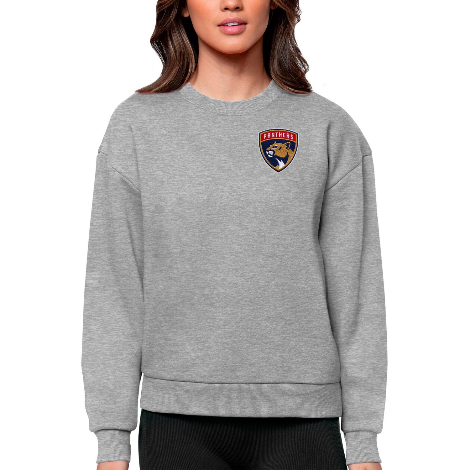 Antigua Florida Panthers Primary Logo Victory Crewneck Pullover Sweatshirt