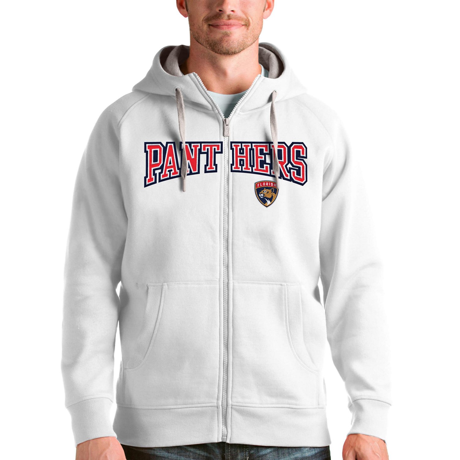 Antigua Florida Panthers Wordmark Victory Full-Zip Hoodie