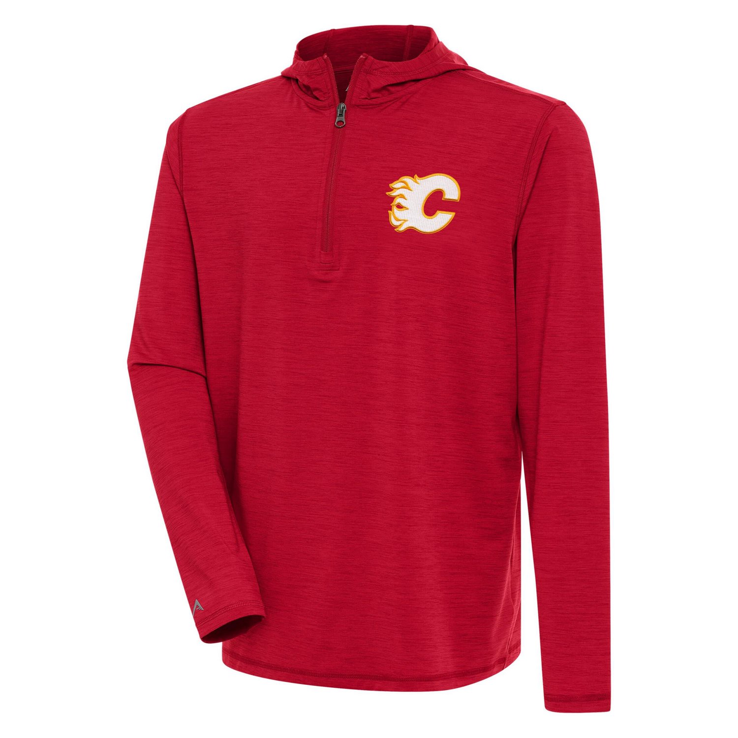Antigua Heather Calgary Flames Tidy Quarter-Zip Pullover Hoodie