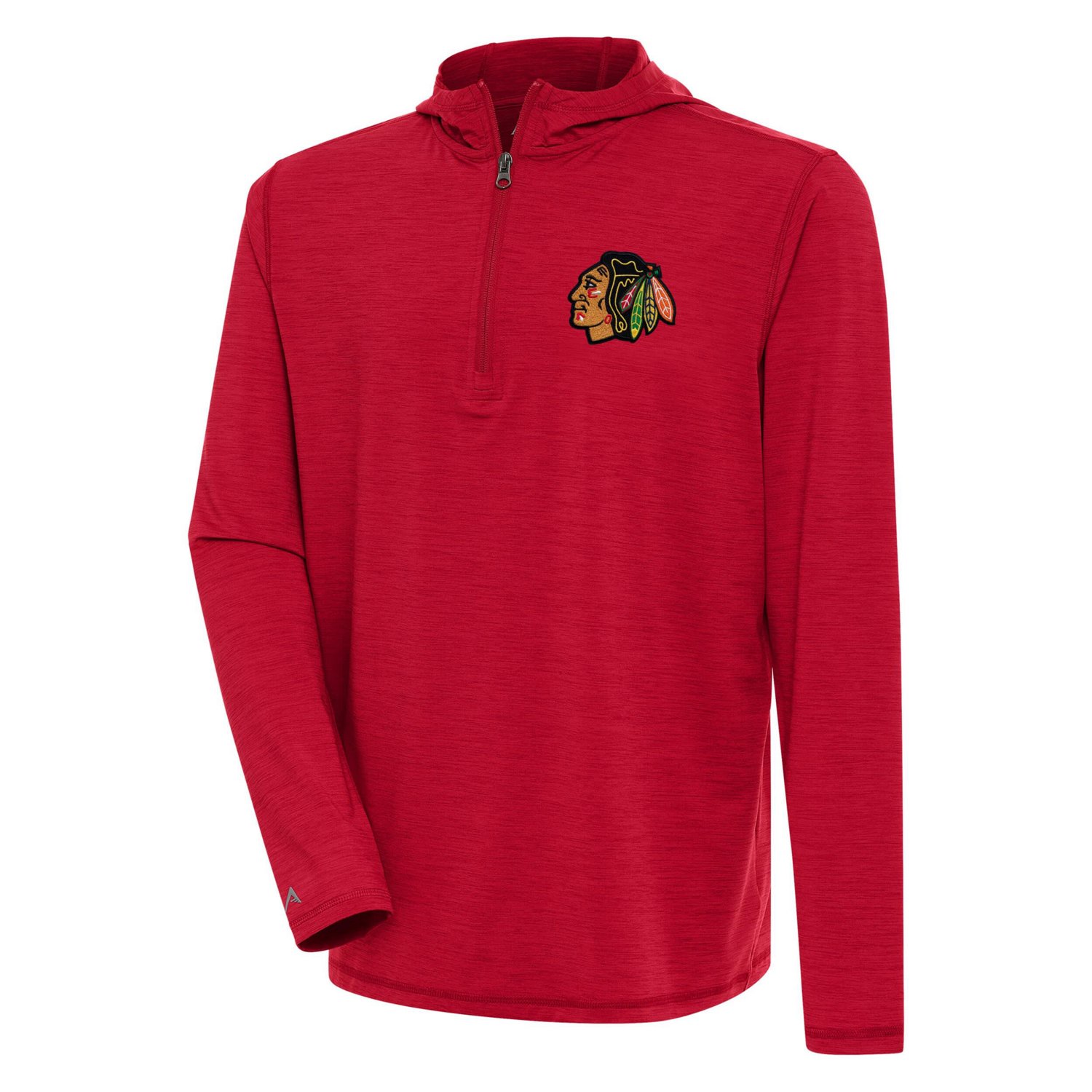 Antigua Heather Chicago Blackhawks Tidy Quarter-Zip Pullover Hoodie
