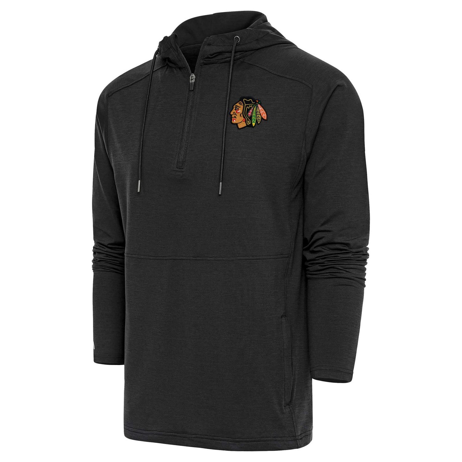 Antigua Heather Chicago hawks Spikes Raglan Quarter-Zip Hoodie