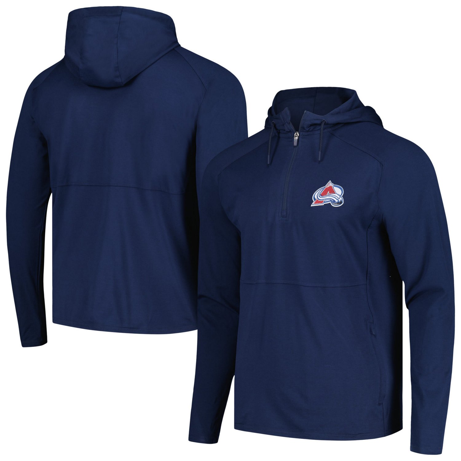 Antigua Heather Colorado Avalanche Spikes Raglan Quarter-Zip Hoodie