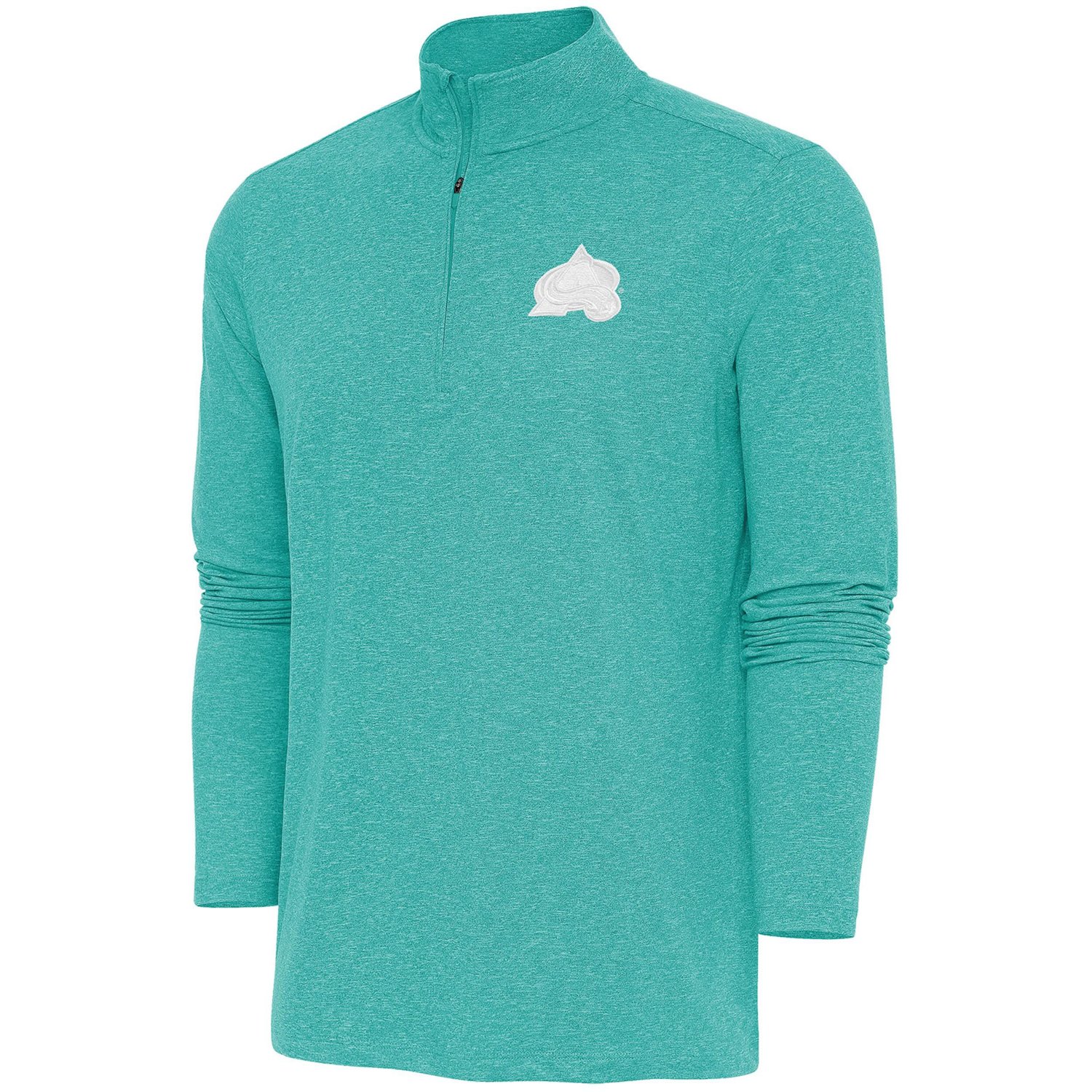 Antigua Heather Colorado Avalanche White Logo Hunk Quarter-Zip Pullover