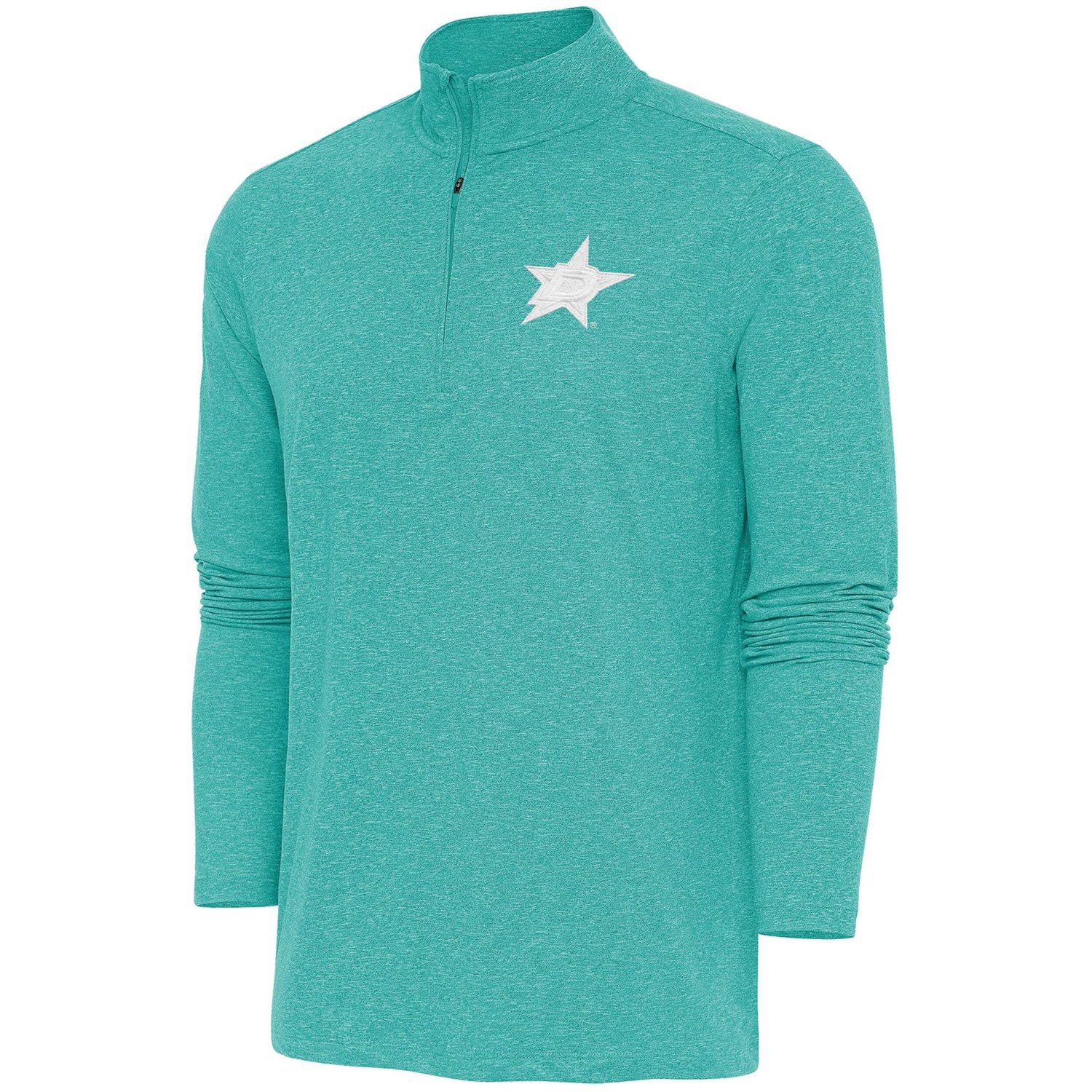 Antigua Heather Dallas Stars White Logo Hunk Quarter-Zip Pullover