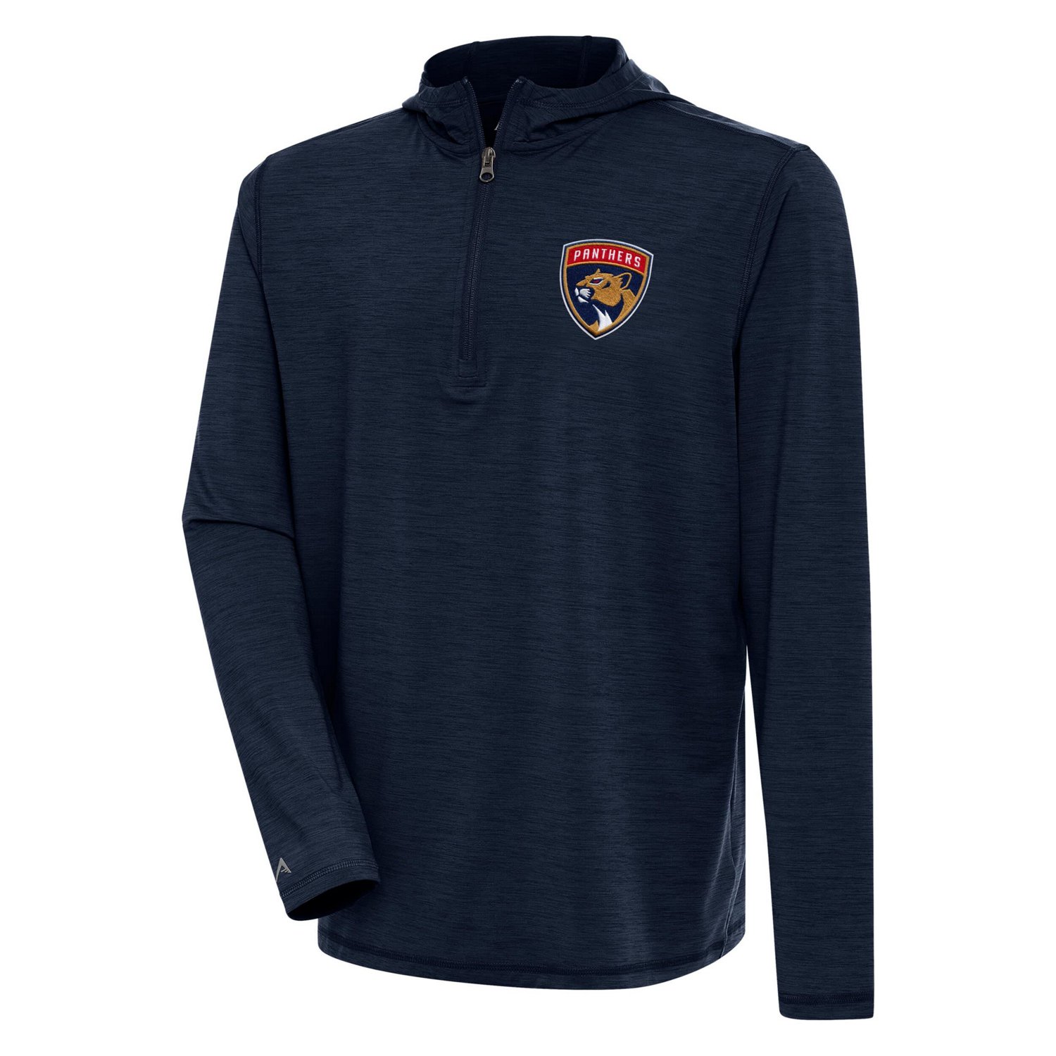 Antigua Heather Florida Panthers Tidy Quarter-Zip Pullover Hoodie