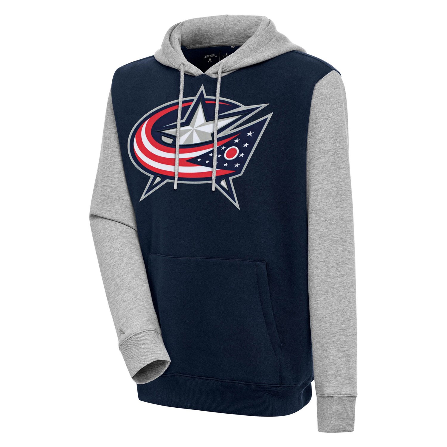 Antigua /Heather Gray Columbus Blue Jackets Victory Colorblock Pullover Hoodie                                                   - view number 1