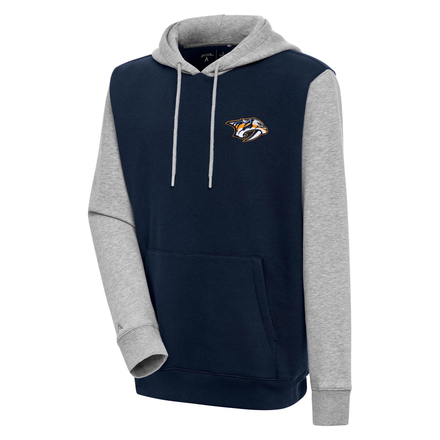 Antigua /Heather Gray Nashville Predators Victory Colorblock Pullover Hoodie